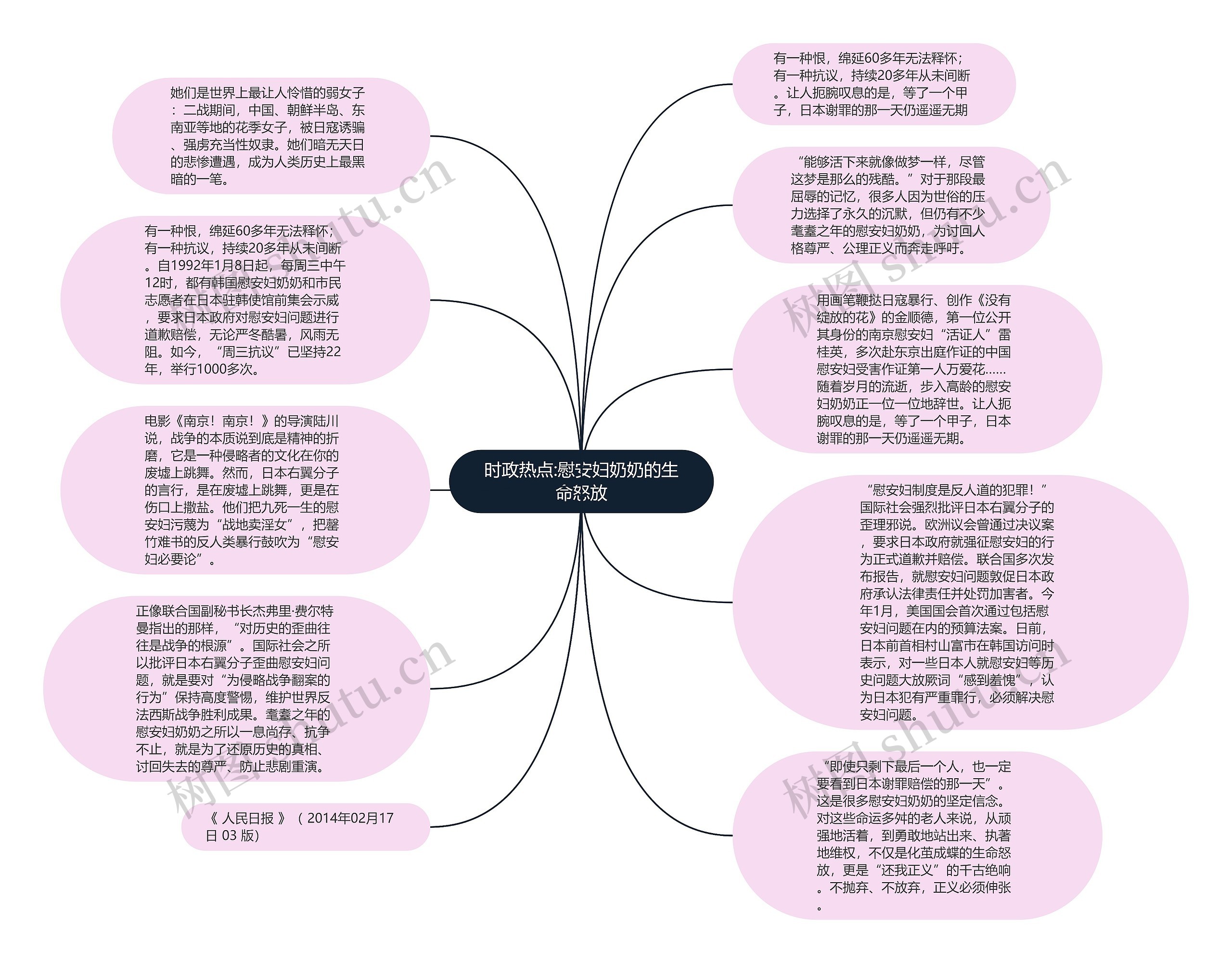 时政热点:慰安妇奶奶的生命怒放思维导图