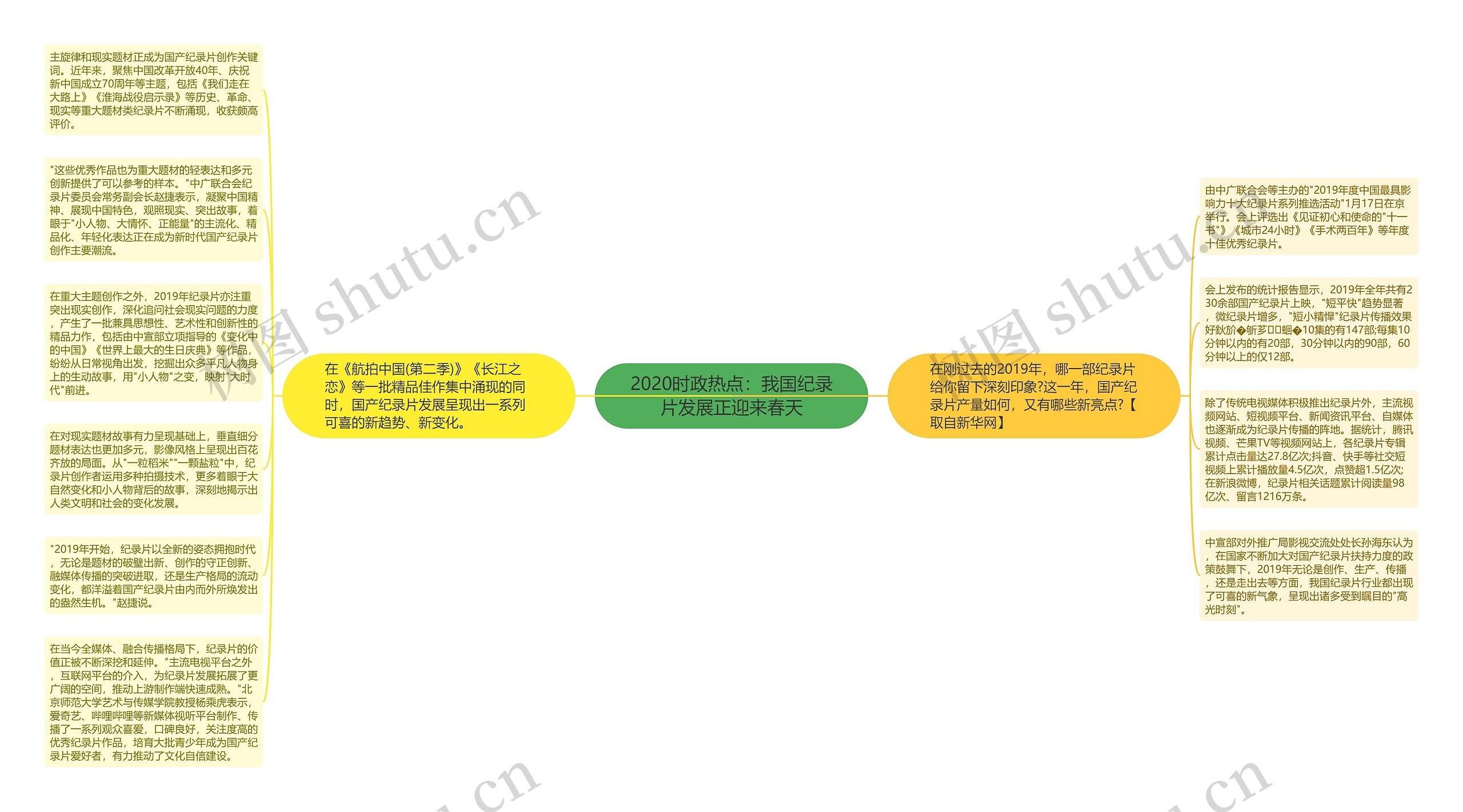 2020时政热点：我国纪录片发展正迎来春天思维导图