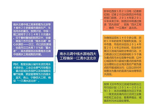 南水北调中线水源地四大工程确保一江清水送北京