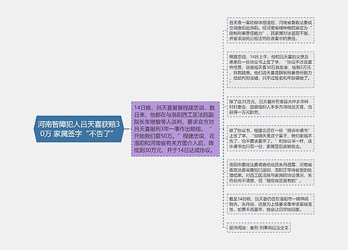 河南智障犯人吕天喜获赔30万 家属签字“不告了”