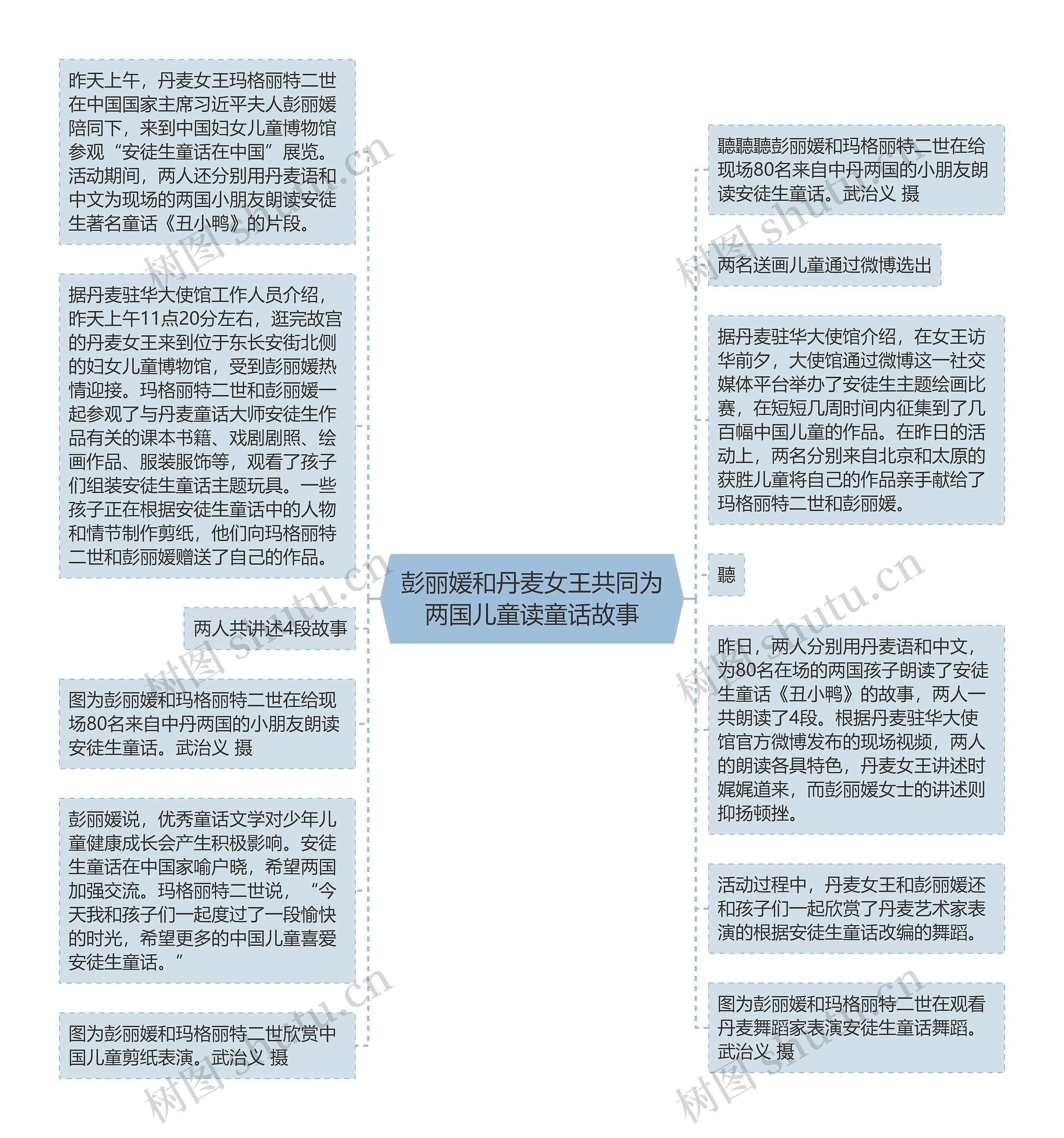 彭丽媛和丹麦女王共同为两国儿童读童话故事思维导图