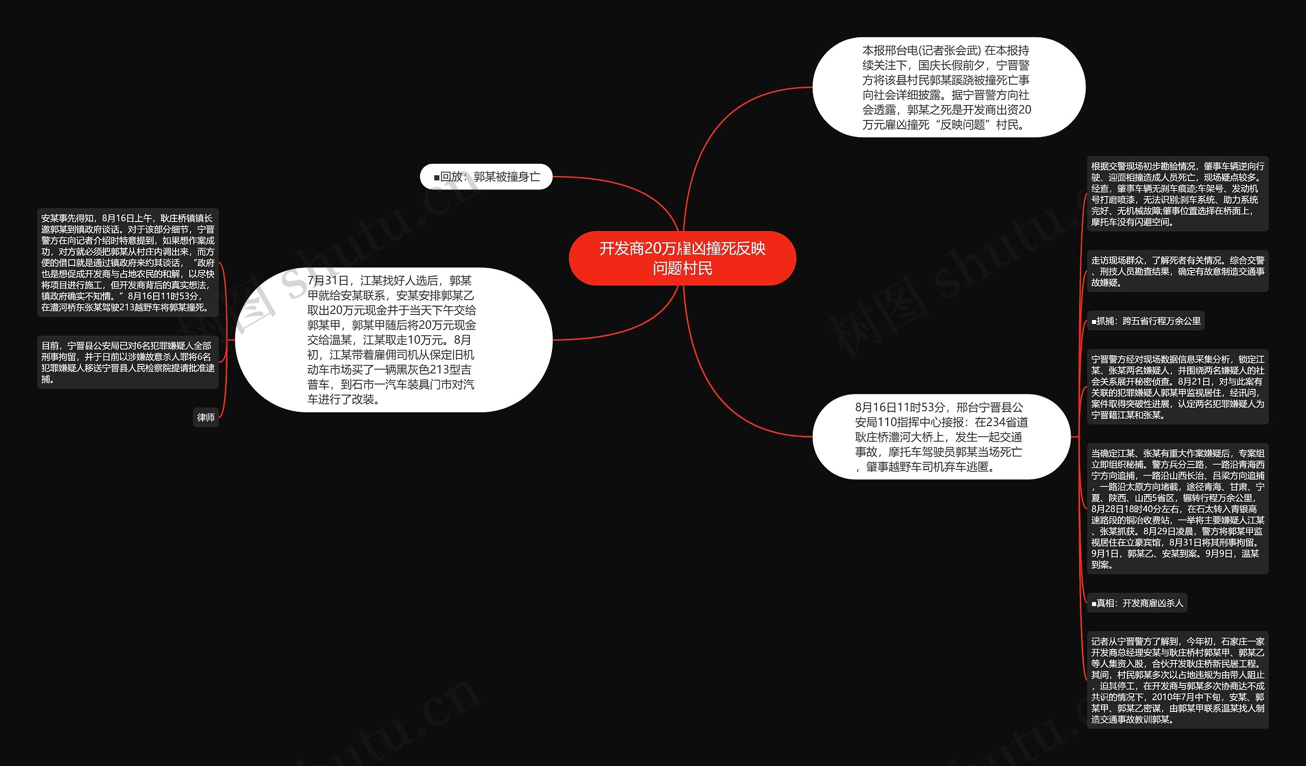 开发商20万雇凶撞死反映问题村民思维导图