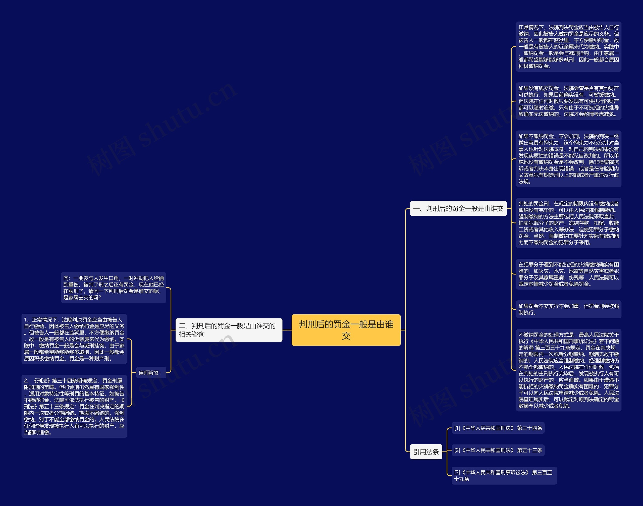 判刑后的罚金一般是由谁交思维导图