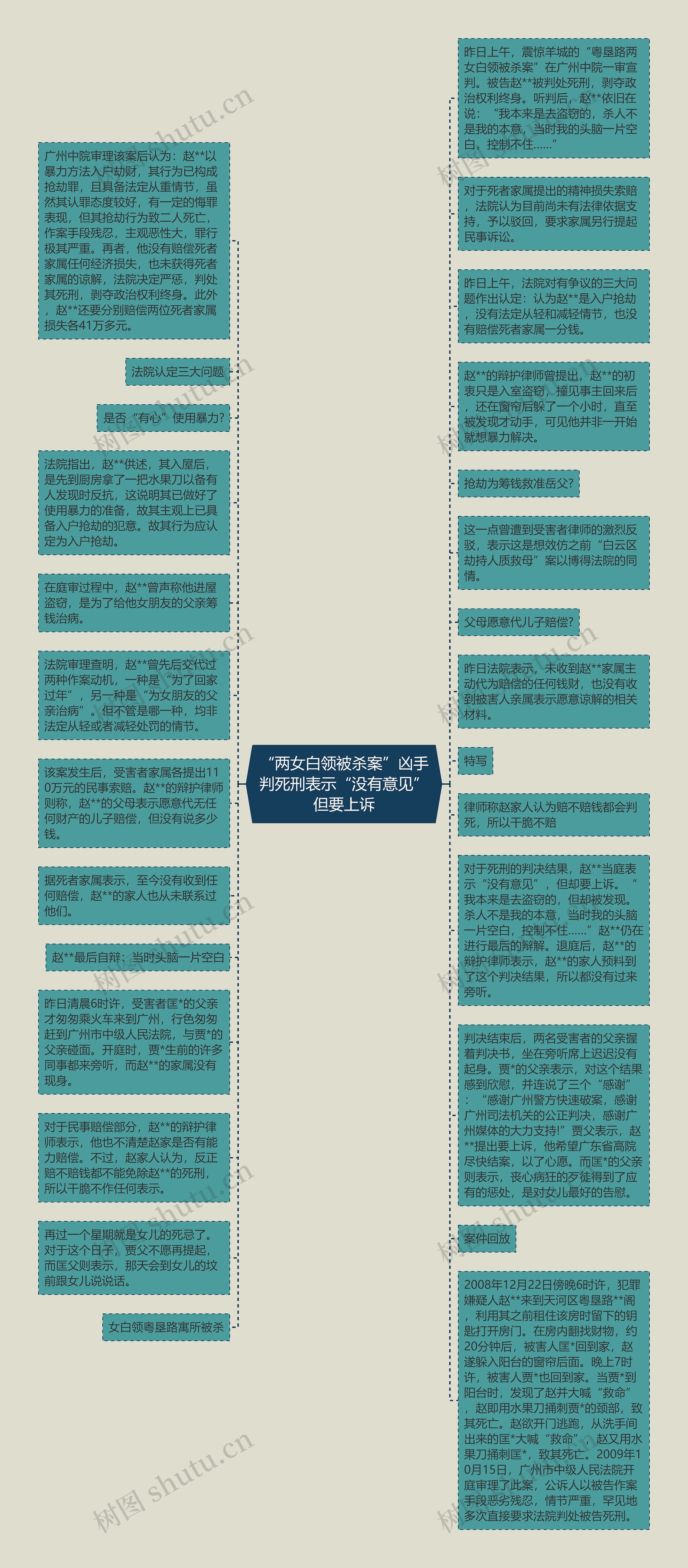 “两女白领被杀案”凶手判死刑表示“没有意见”但要上诉思维导图