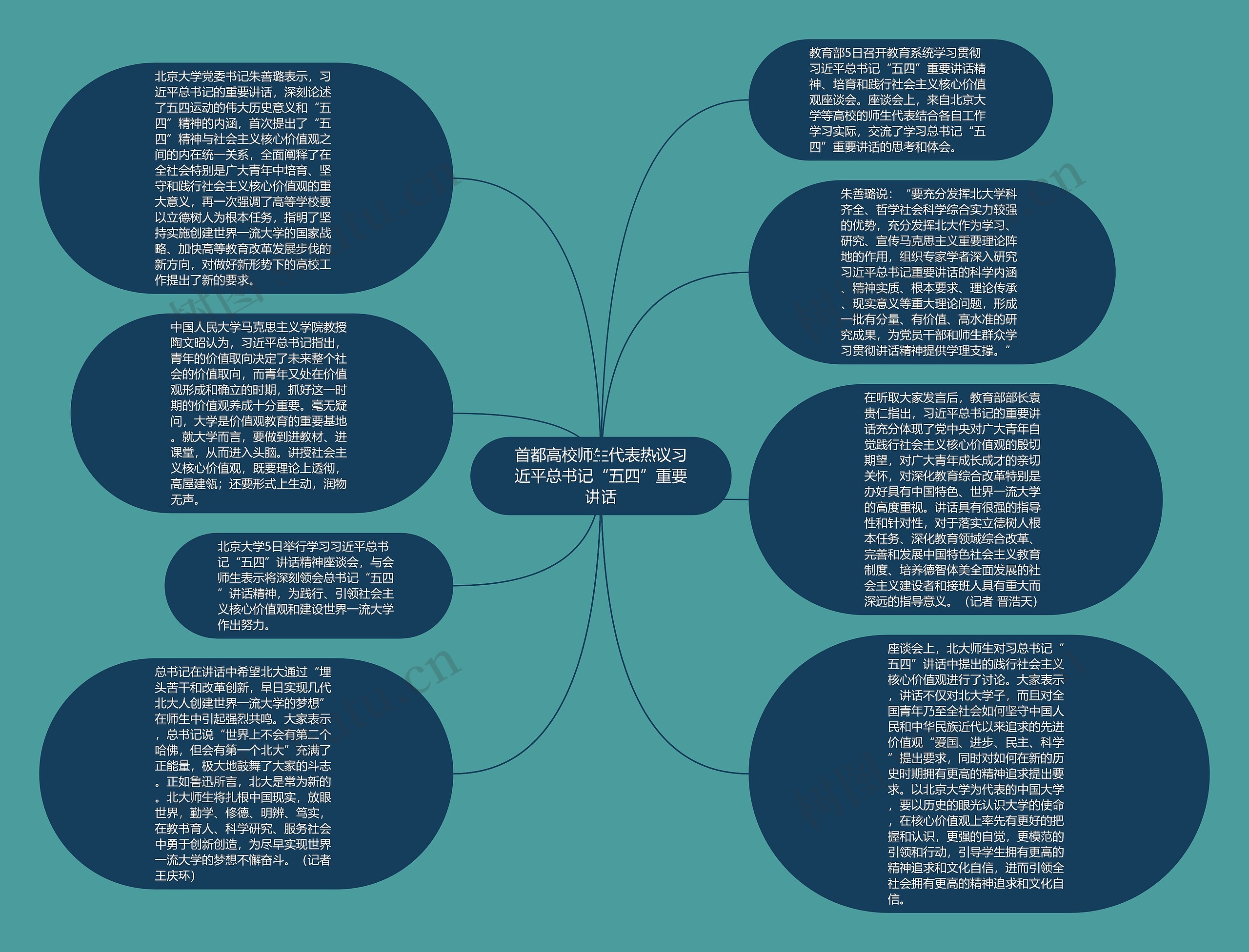 首都高校师生代表热议习近平总书记“五四”重要讲话思维导图