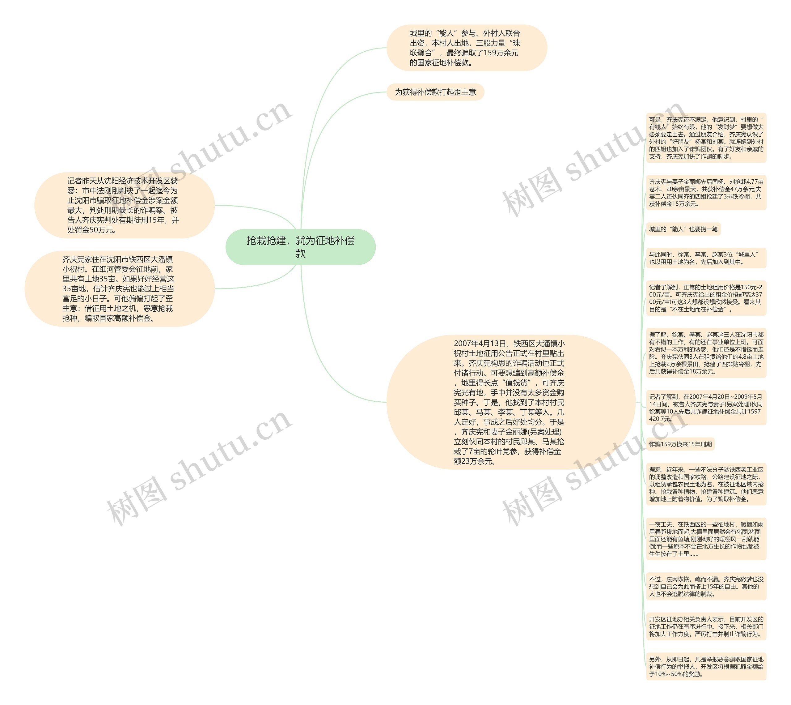 抢栽抢建，就为征地补偿款思维导图