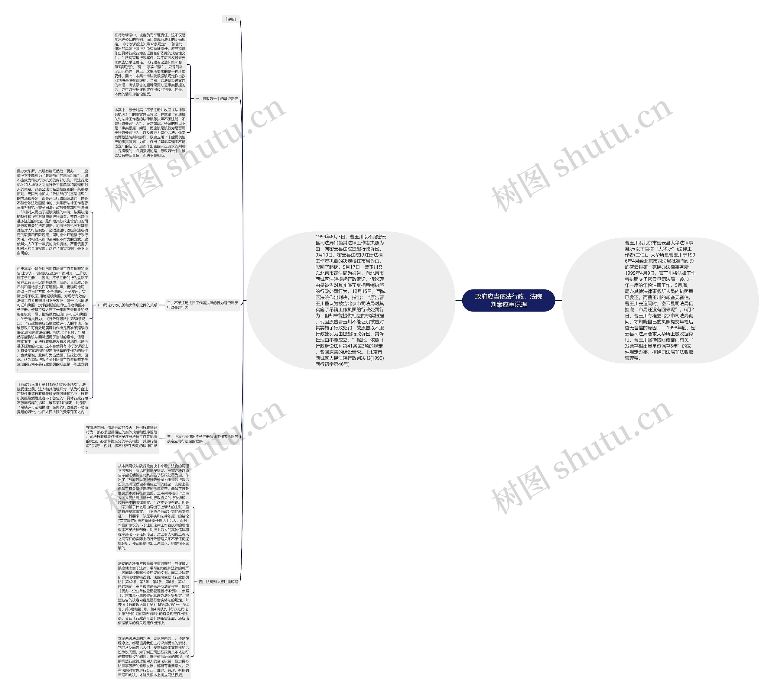 政府应当依法行政，法院判案应重说理思维导图