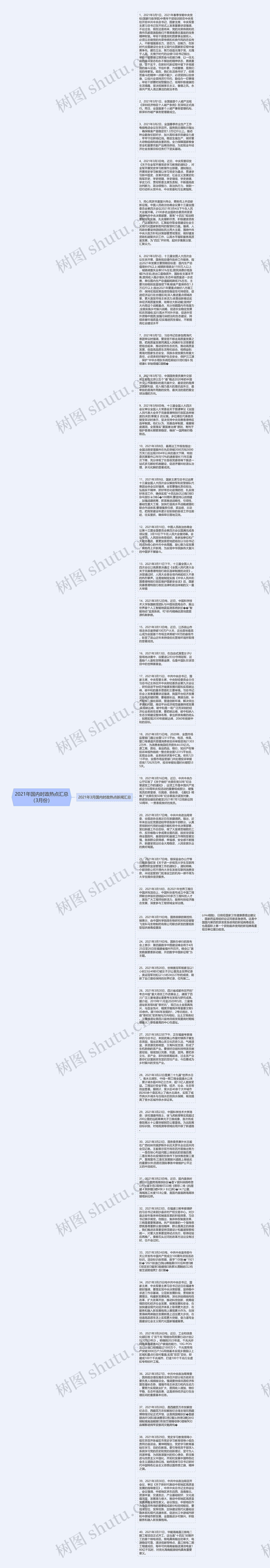 2021年国内时政热点汇总（3月份）思维导图