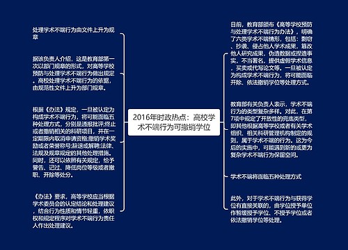 2016年时政热点：高校学术不端行为可撤销学位