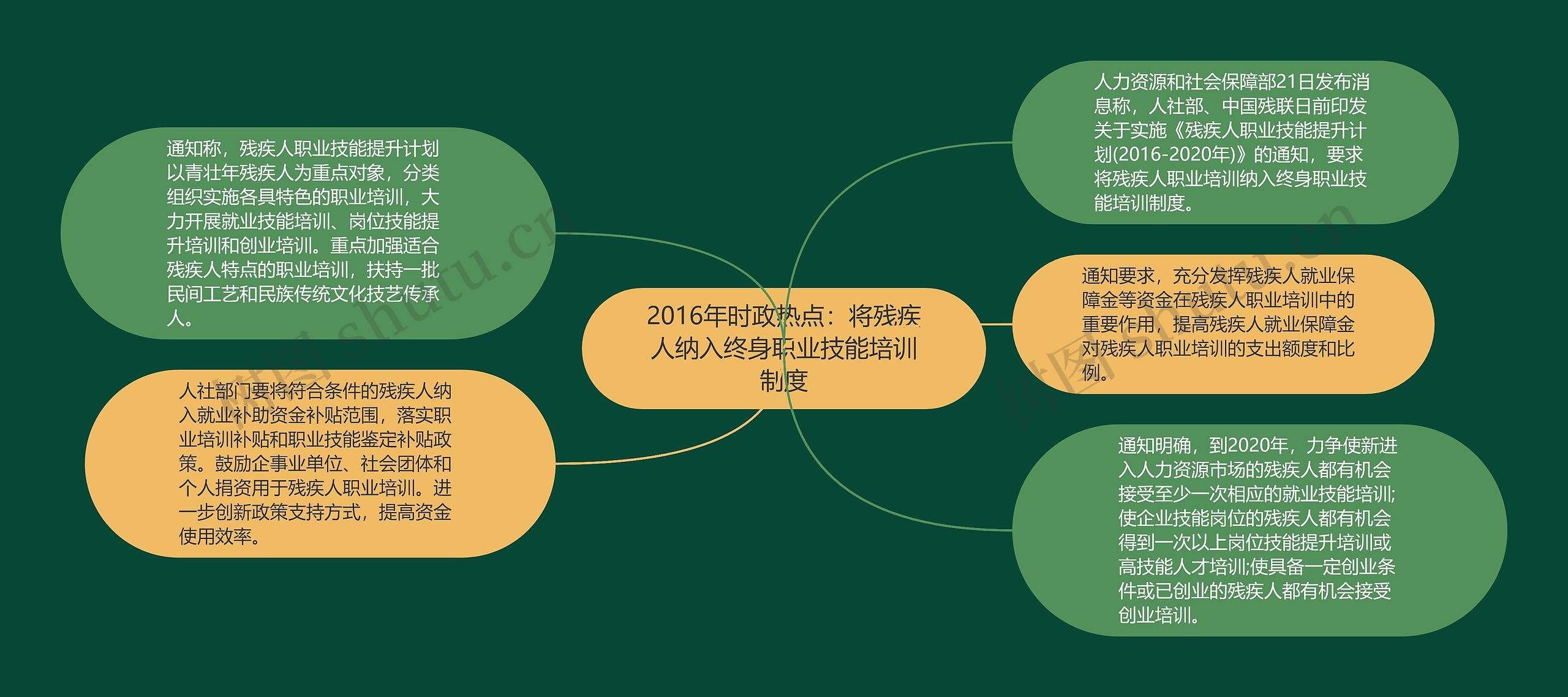 2016年时政热点：将残疾人纳入终身职业技能培训制度思维导图