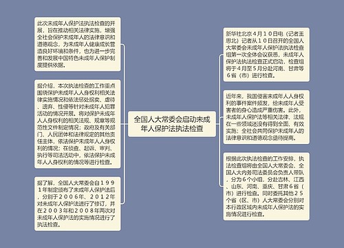 全国人大常委会启动未成年人保护法执法检查