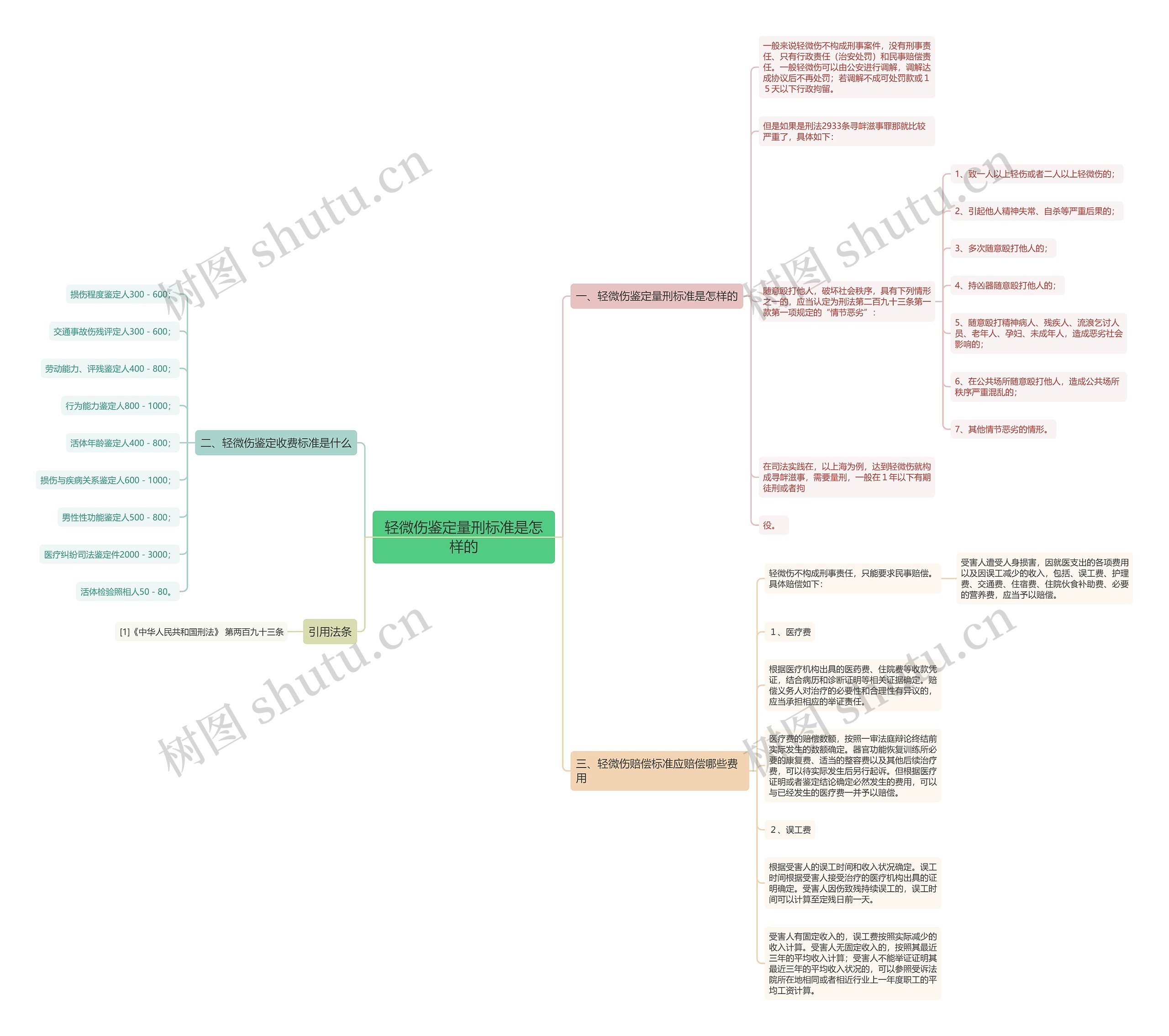 轻微伤鉴定量刑标准是怎样的思维导图