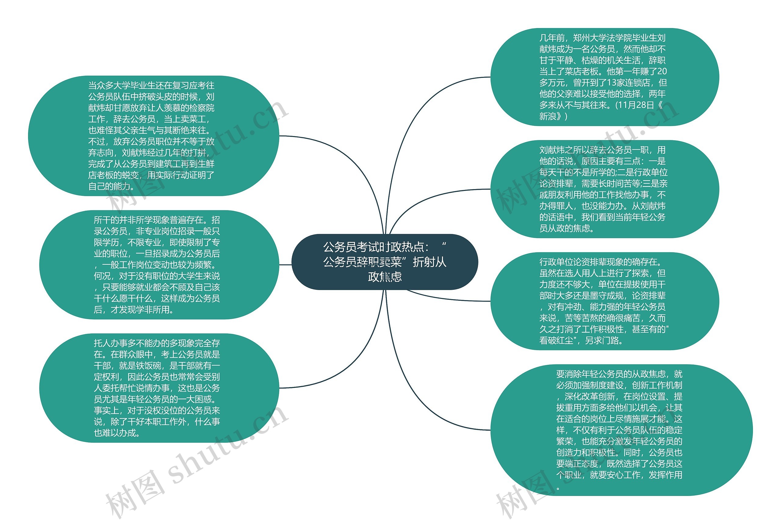 公务员考试时政热点：“公务员辞职卖菜”折射从政焦虑思维导图