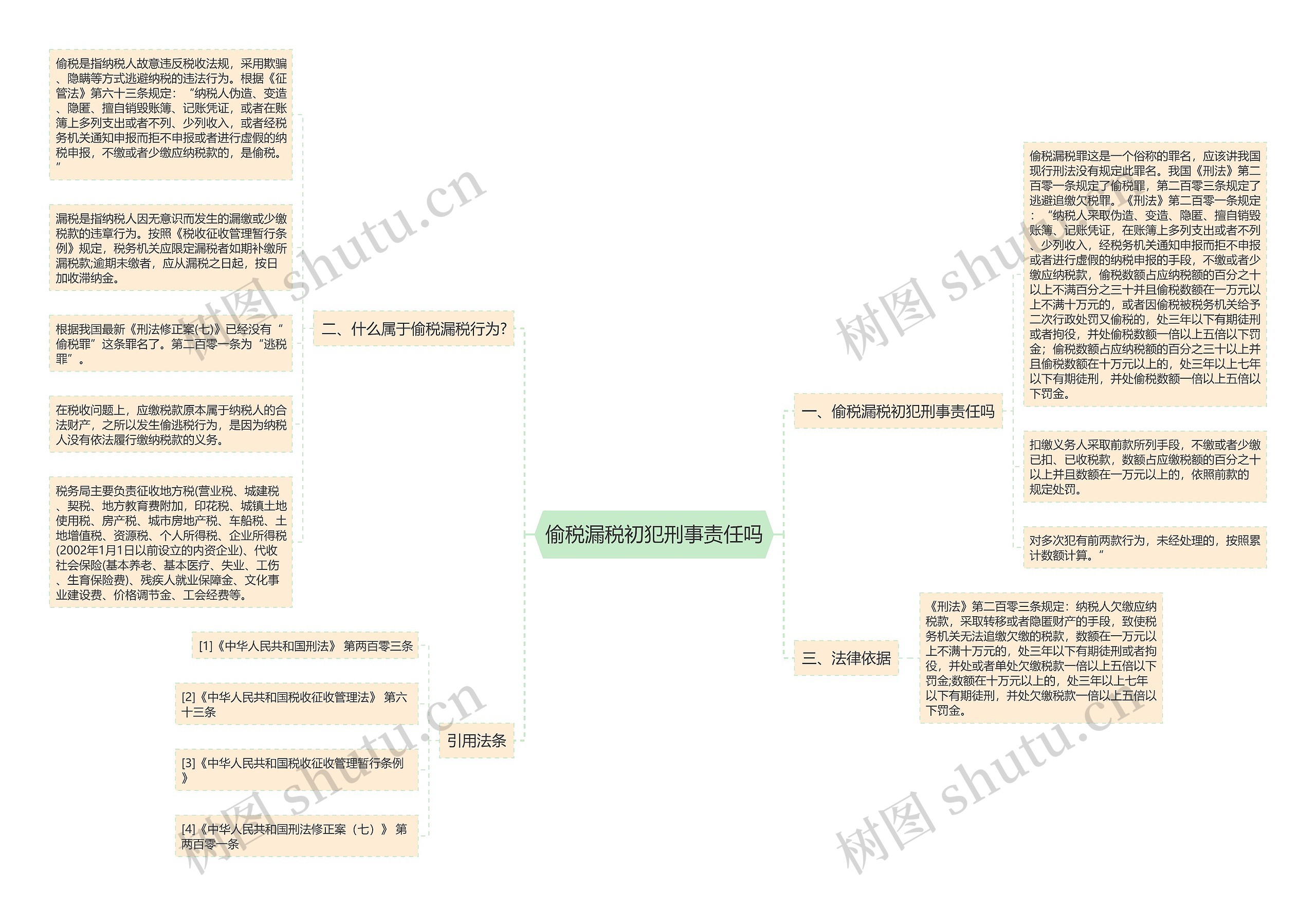 偷税漏税初犯刑事责任吗思维导图