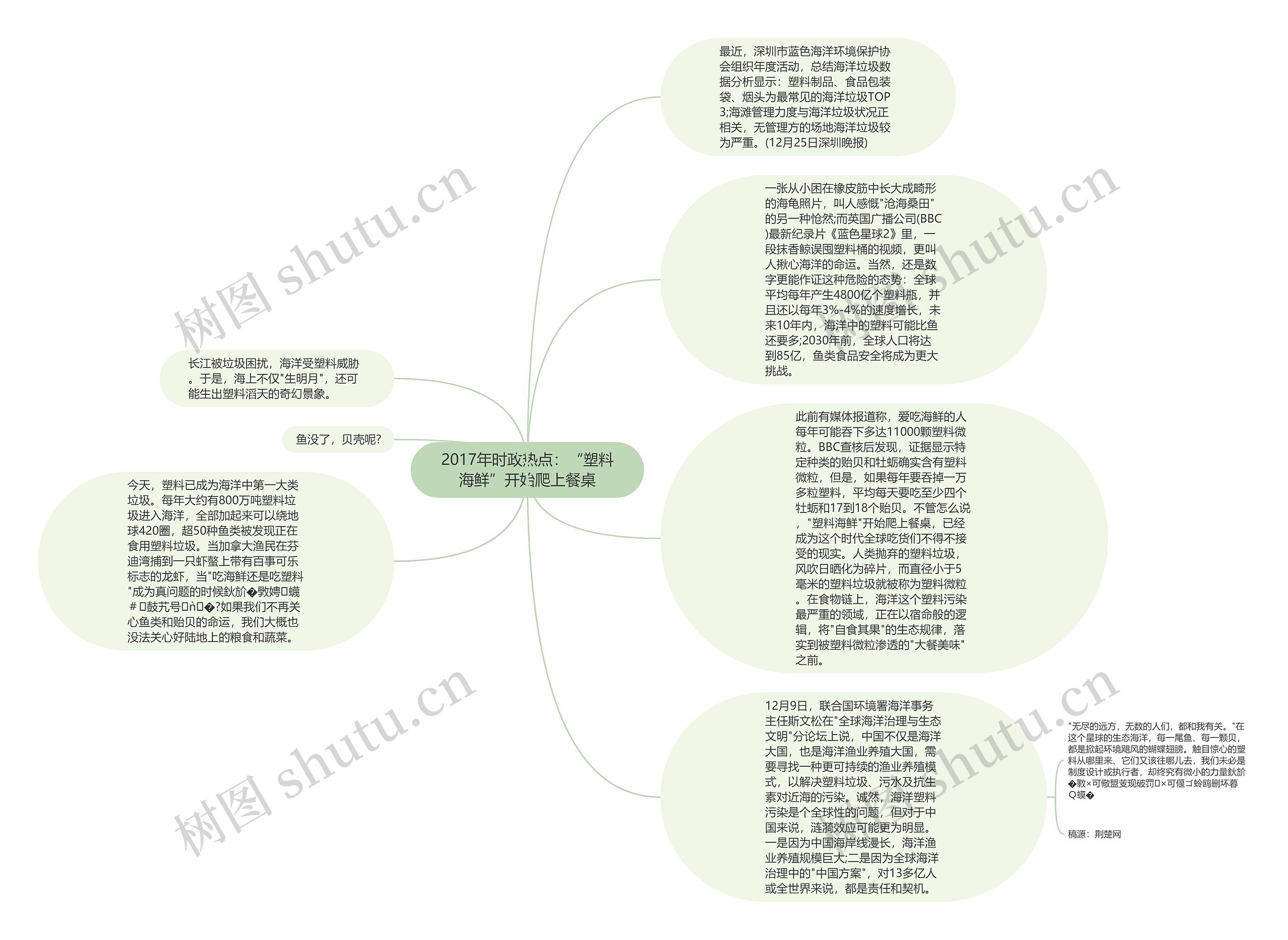 2017年时政热点：“塑料海鲜”开始爬上餐桌思维导图