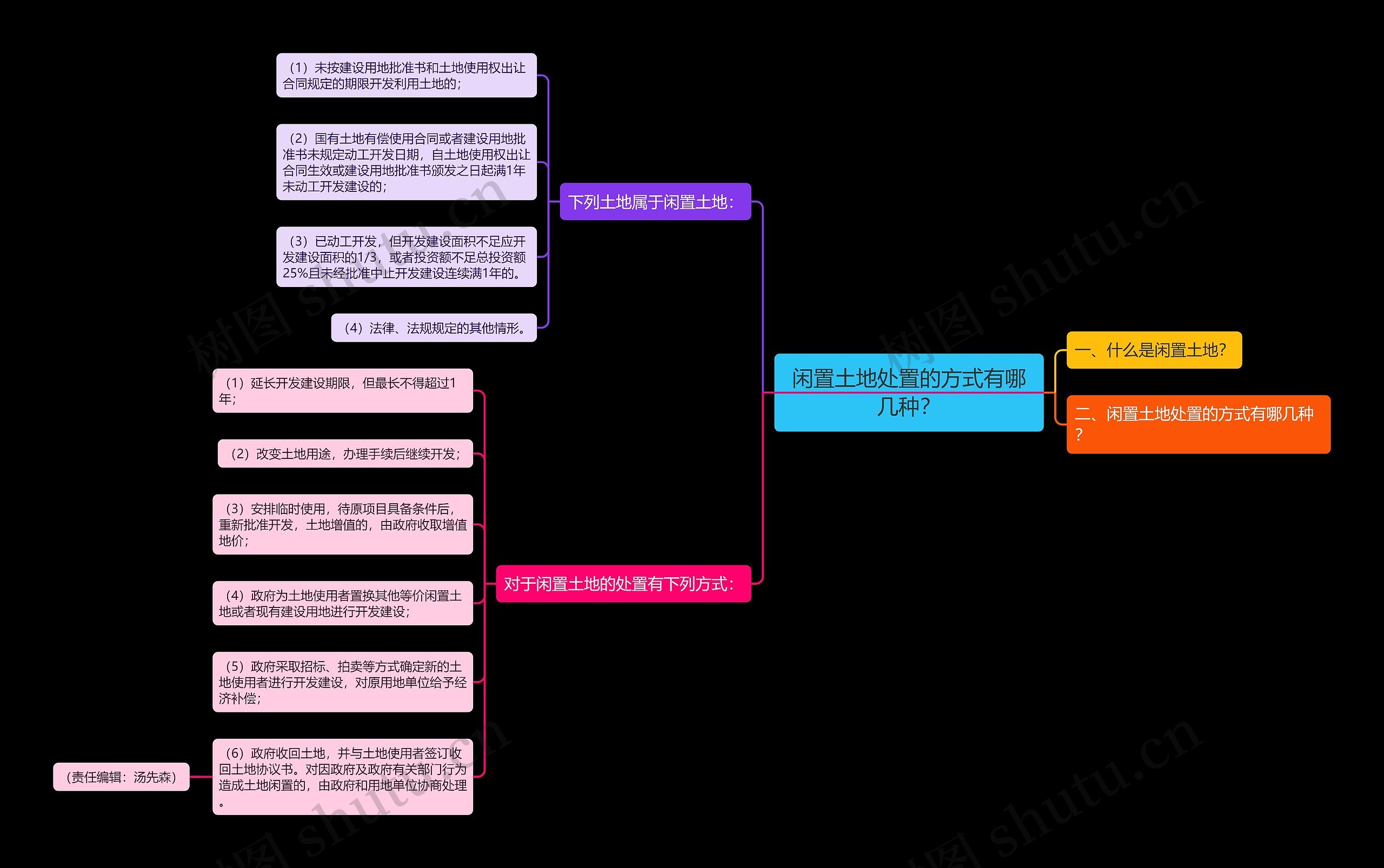 闲置土地处置的方式有哪几种？思维导图