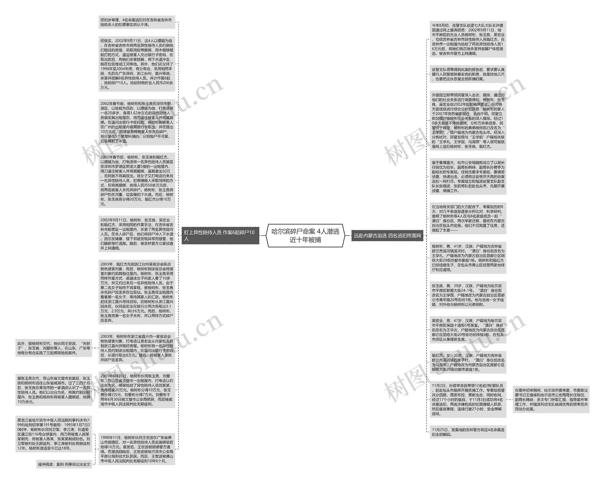 哈尔滨碎尸命案 4人潜逃近十年被捕思维导图