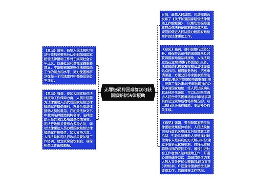 无罪被羁押困难群众可获国家赔偿法律援助