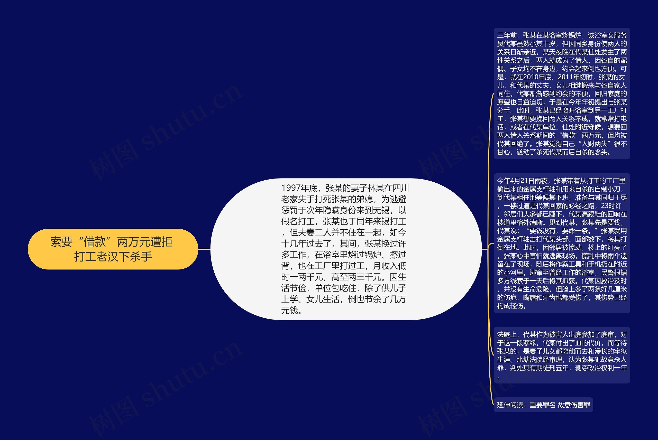 索要“借款”两万元遭拒 打工老汉下杀手思维导图