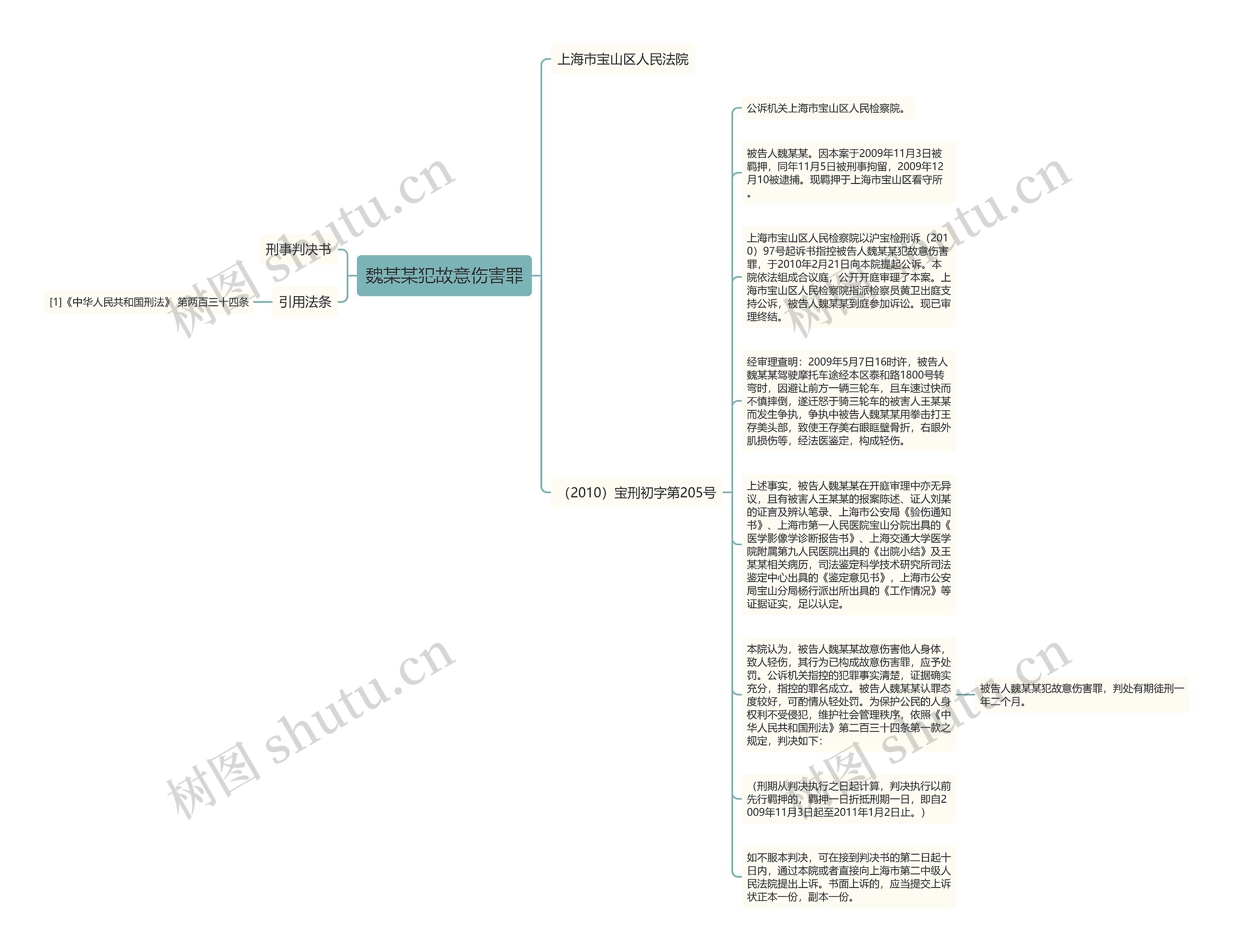 魏某某犯故意伤害罪思维导图