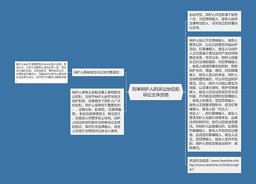 刑事辩护人的诉讼地位和诉讼主体资格