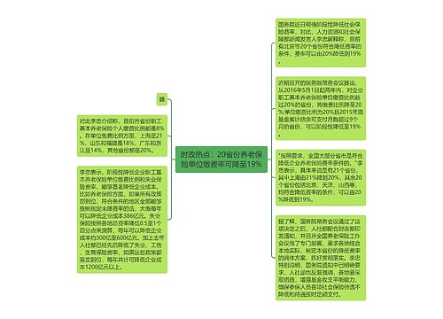 时政热点：20省份养老保险单位缴费率可降至19%