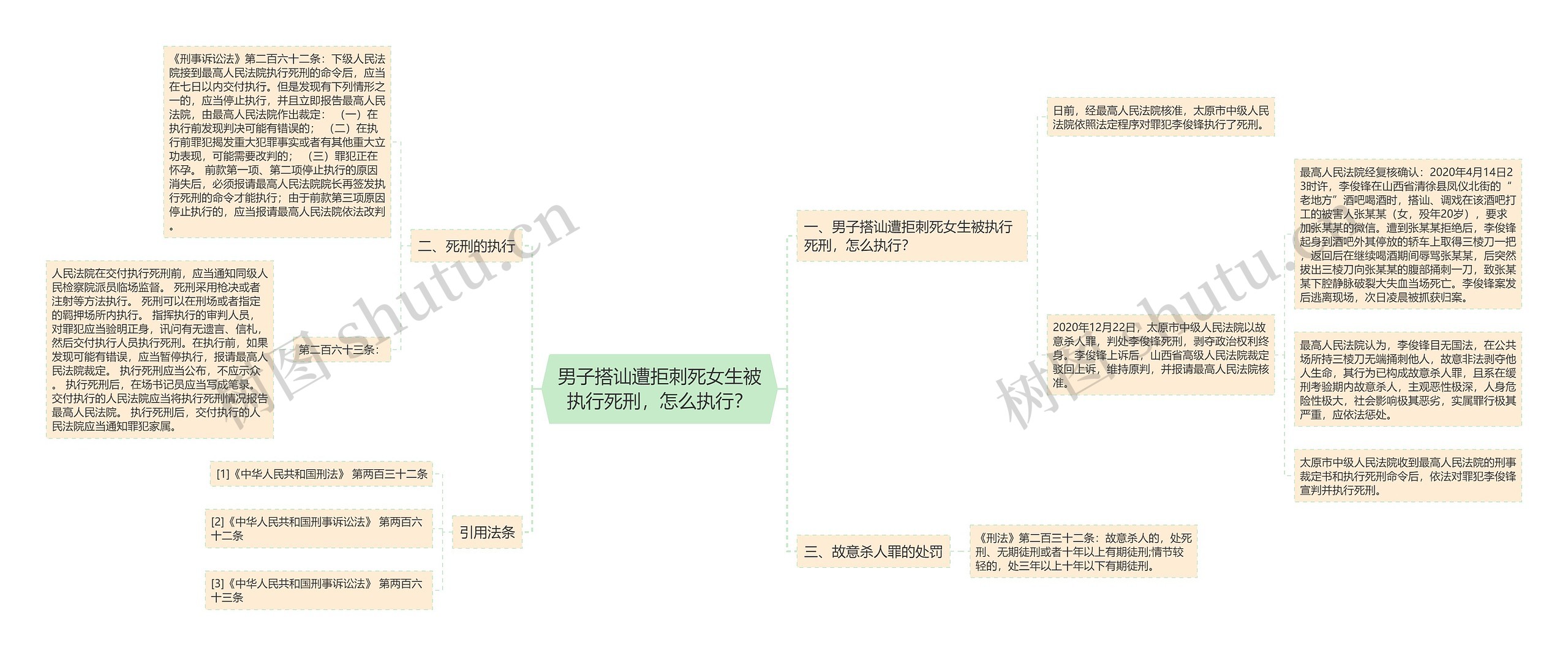 男子搭讪遭拒刺死女生被执行死刑，怎么执行？思维导图