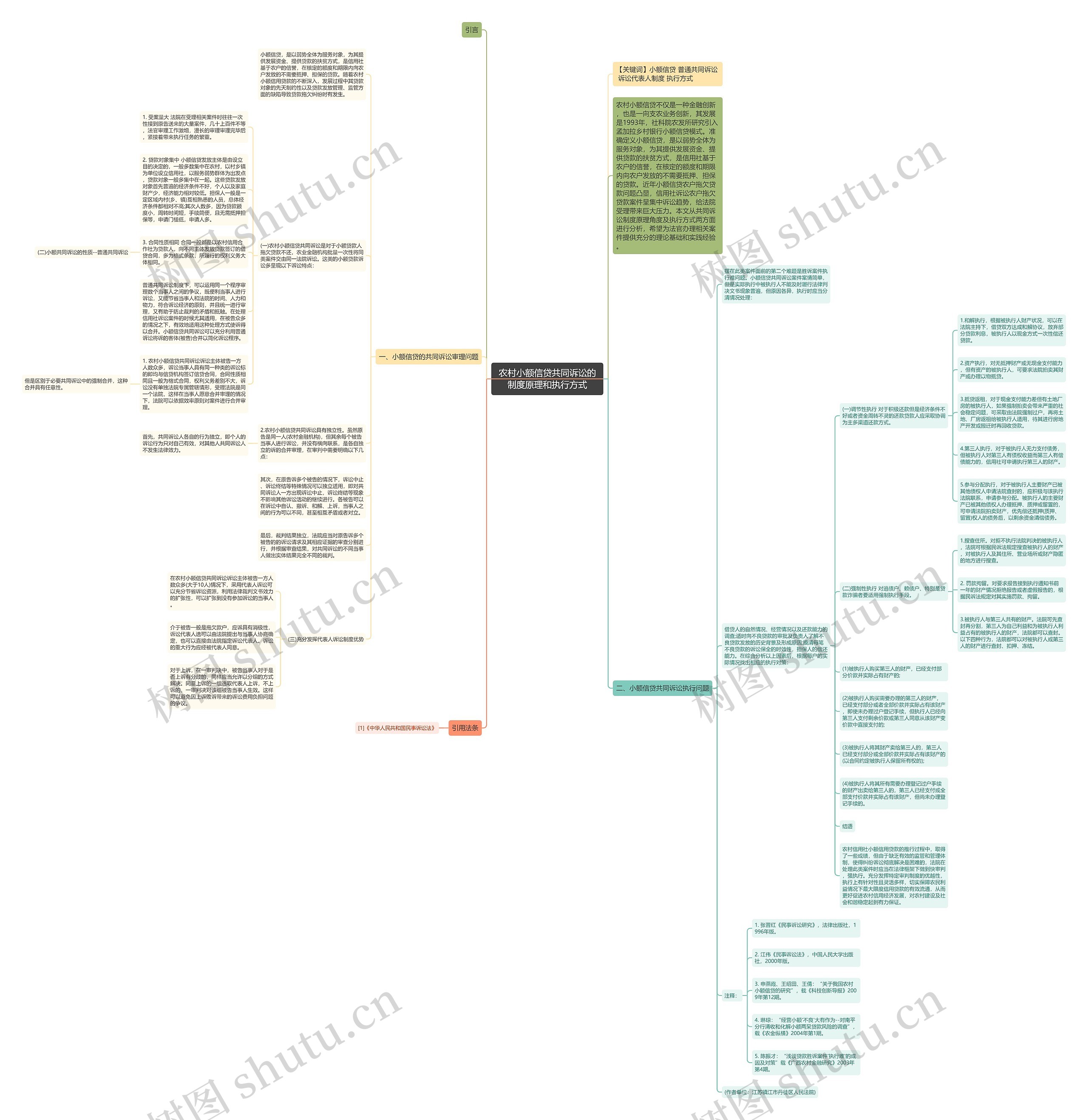 农村小额信贷共同诉讼的制度原理和执行方式思维导图
