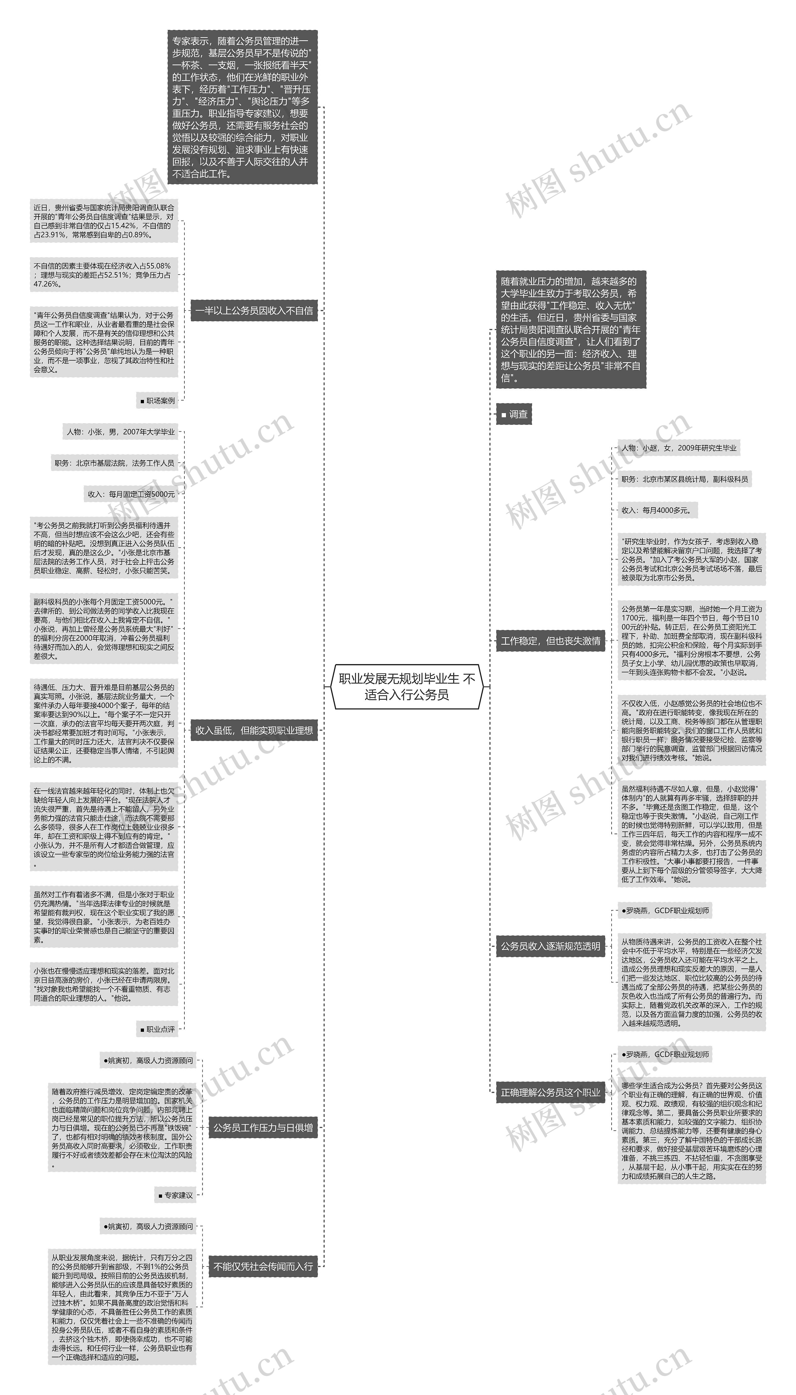 职业发展无规划毕业生 不适合入行公务员思维导图