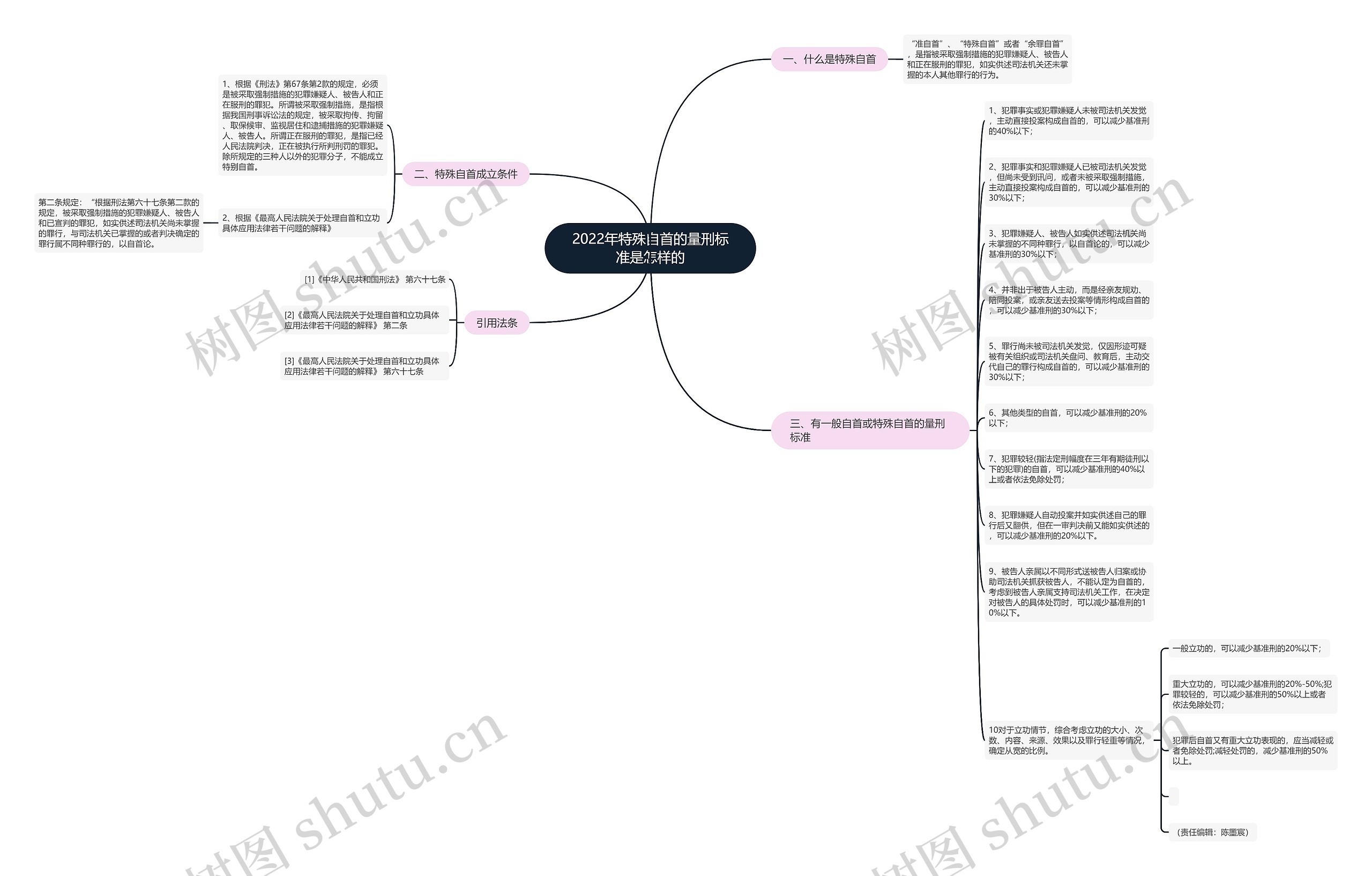 2022年特殊自首的量刑标准是怎样的思维导图