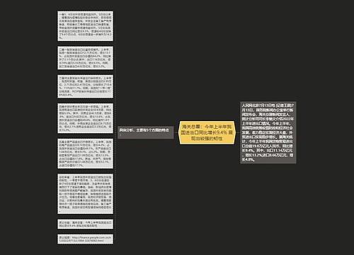 海关总署：今年上半年我国进出口同比增长9.4% 展现出较强的韧性