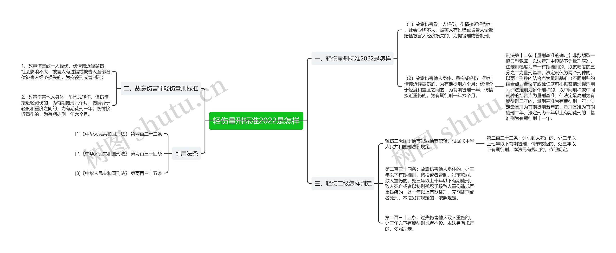 轻伤量刑标准2022是怎样思维导图