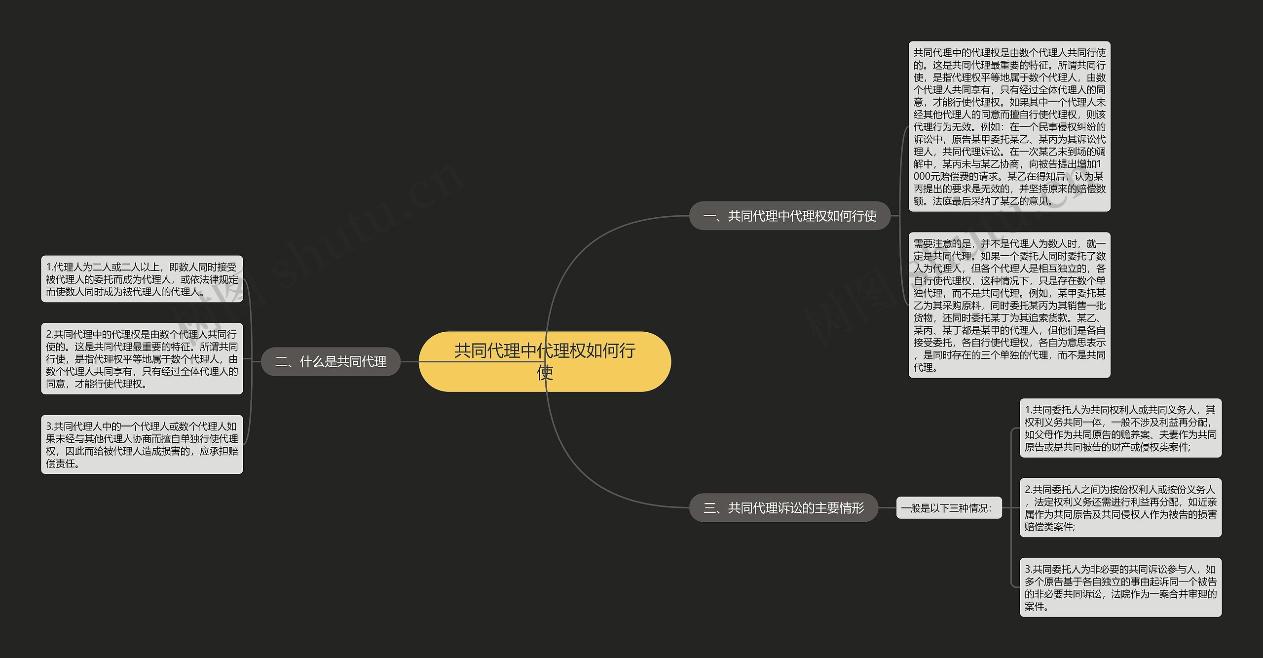 共同代理中代理权如何行使思维导图