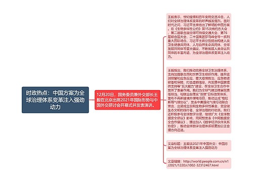 时政热点：中国方案为全球治理体系变革注入强劲动力