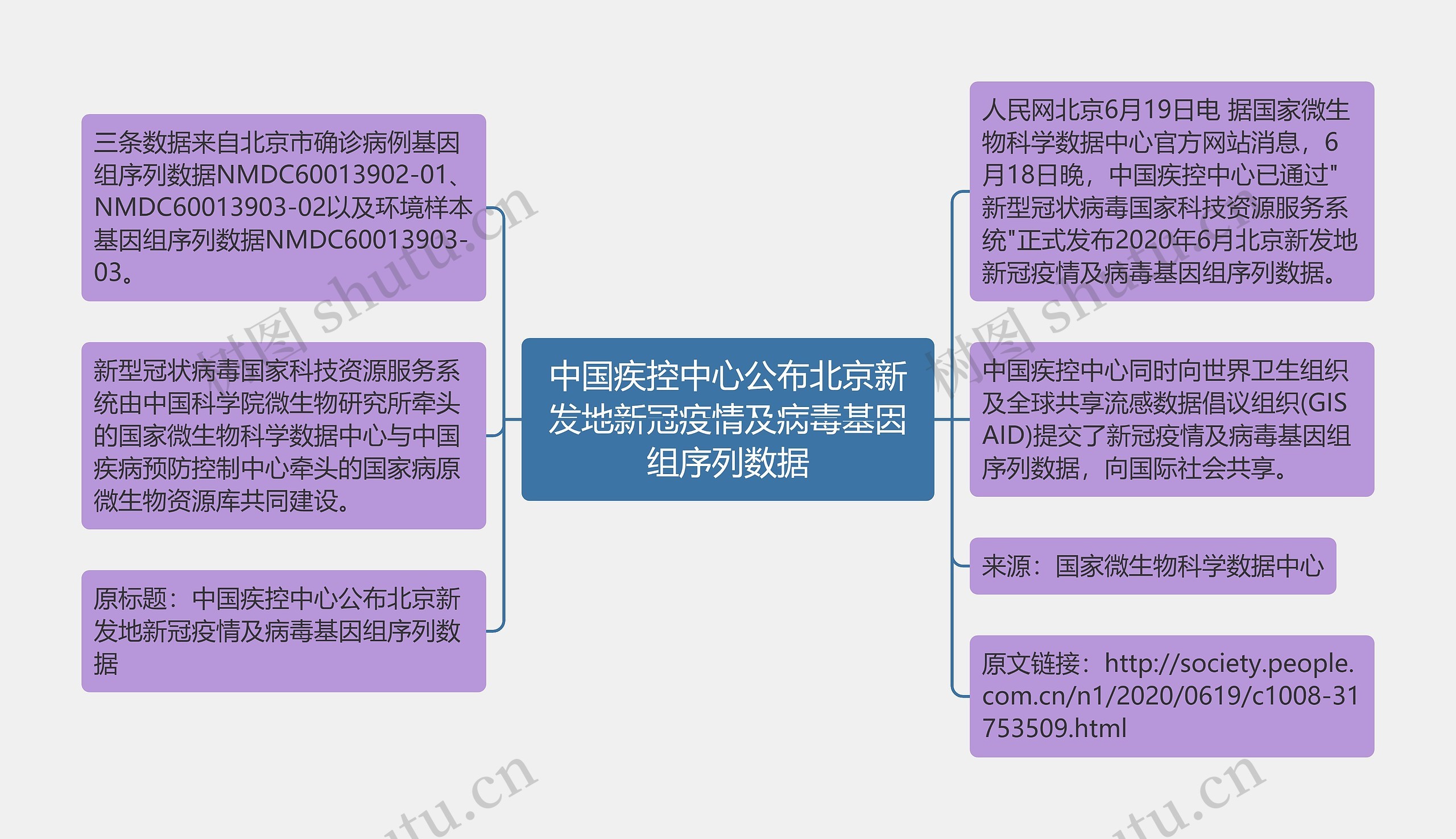 中国疾控中心公布北京新发地新冠疫情及病毒基因组序列数据思维导图