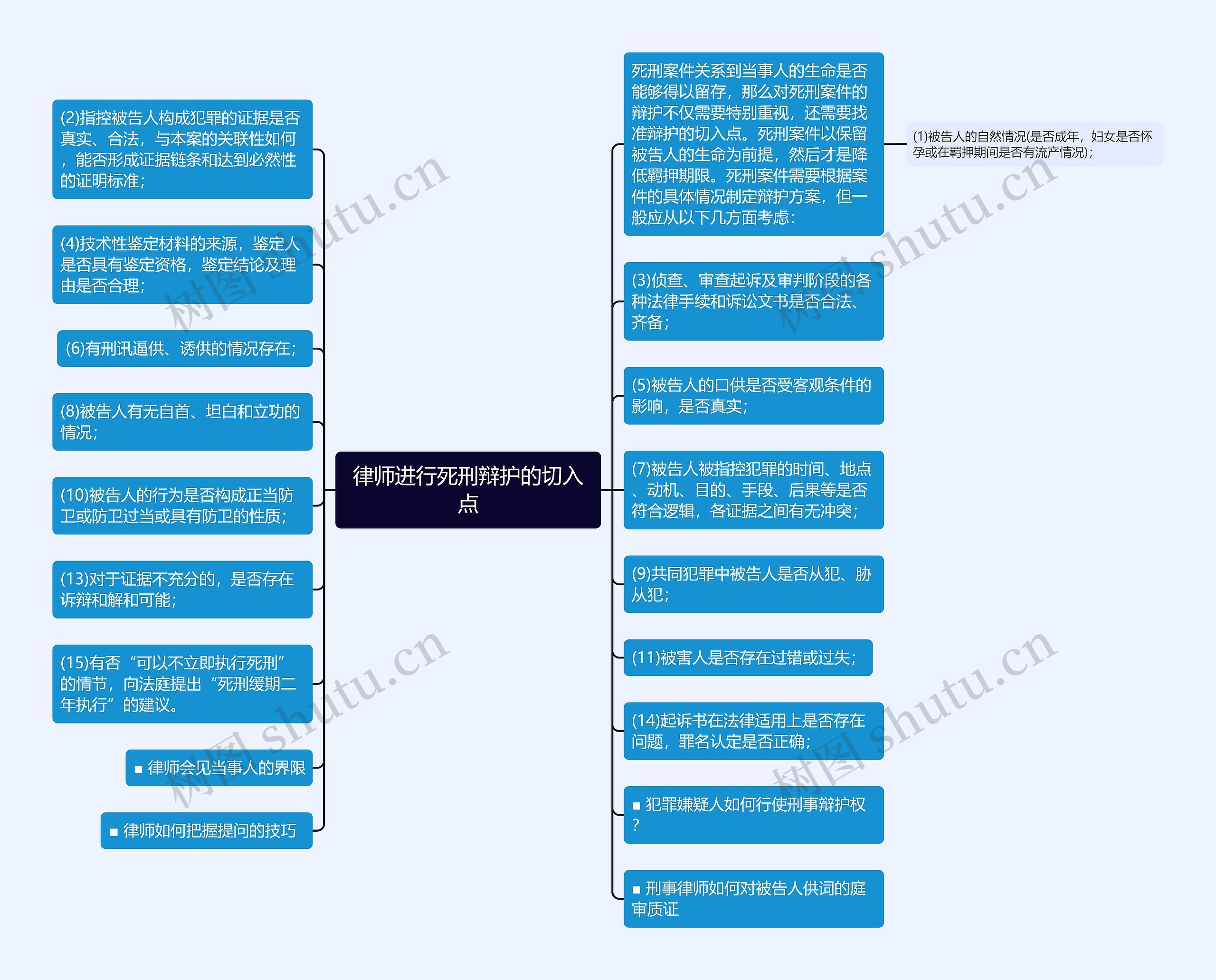 律师进行死刑辩护的切入点思维导图