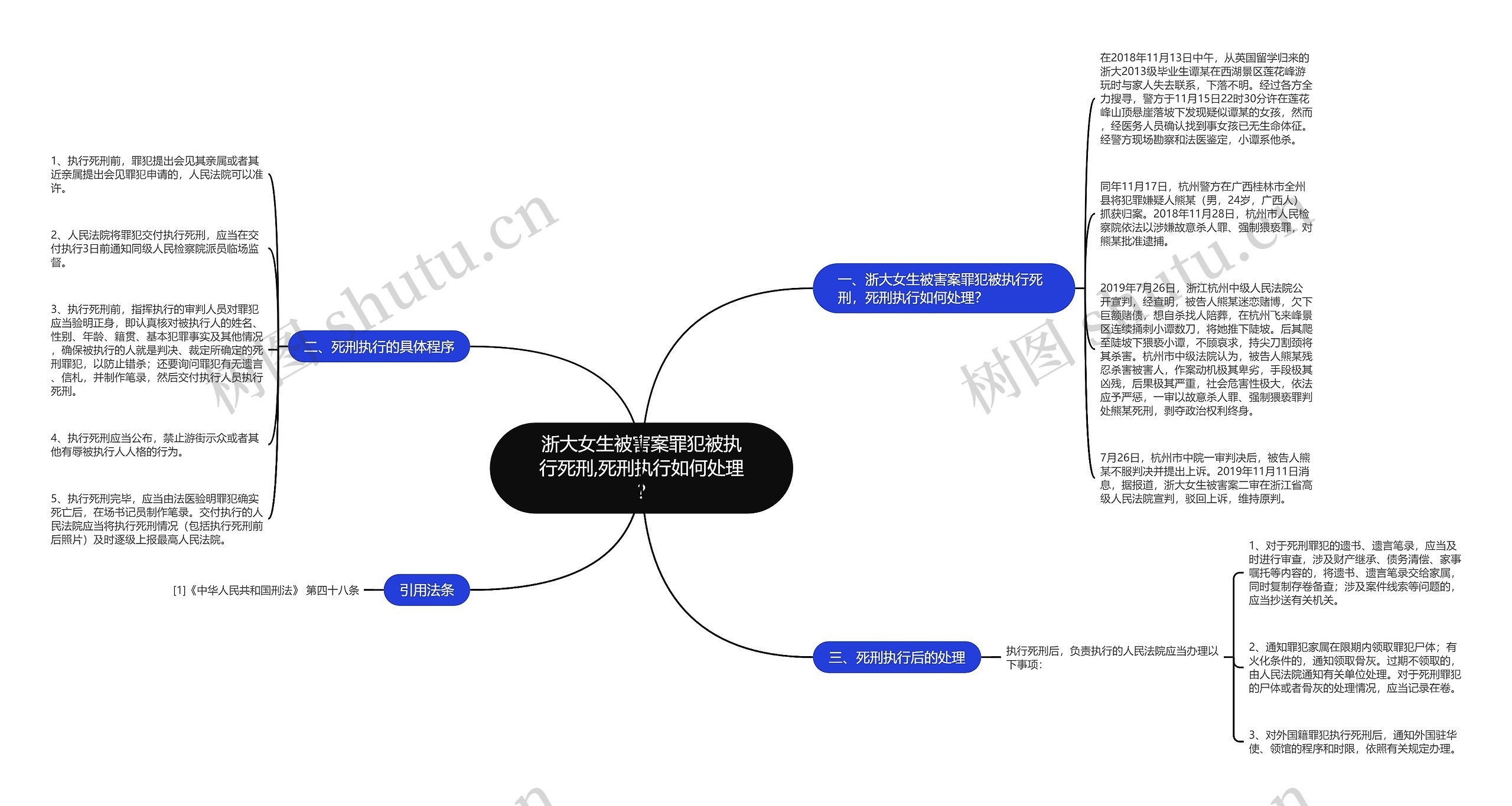 浙大女生被害案罪犯被执行死刑,死刑执行如何处理?思维导图