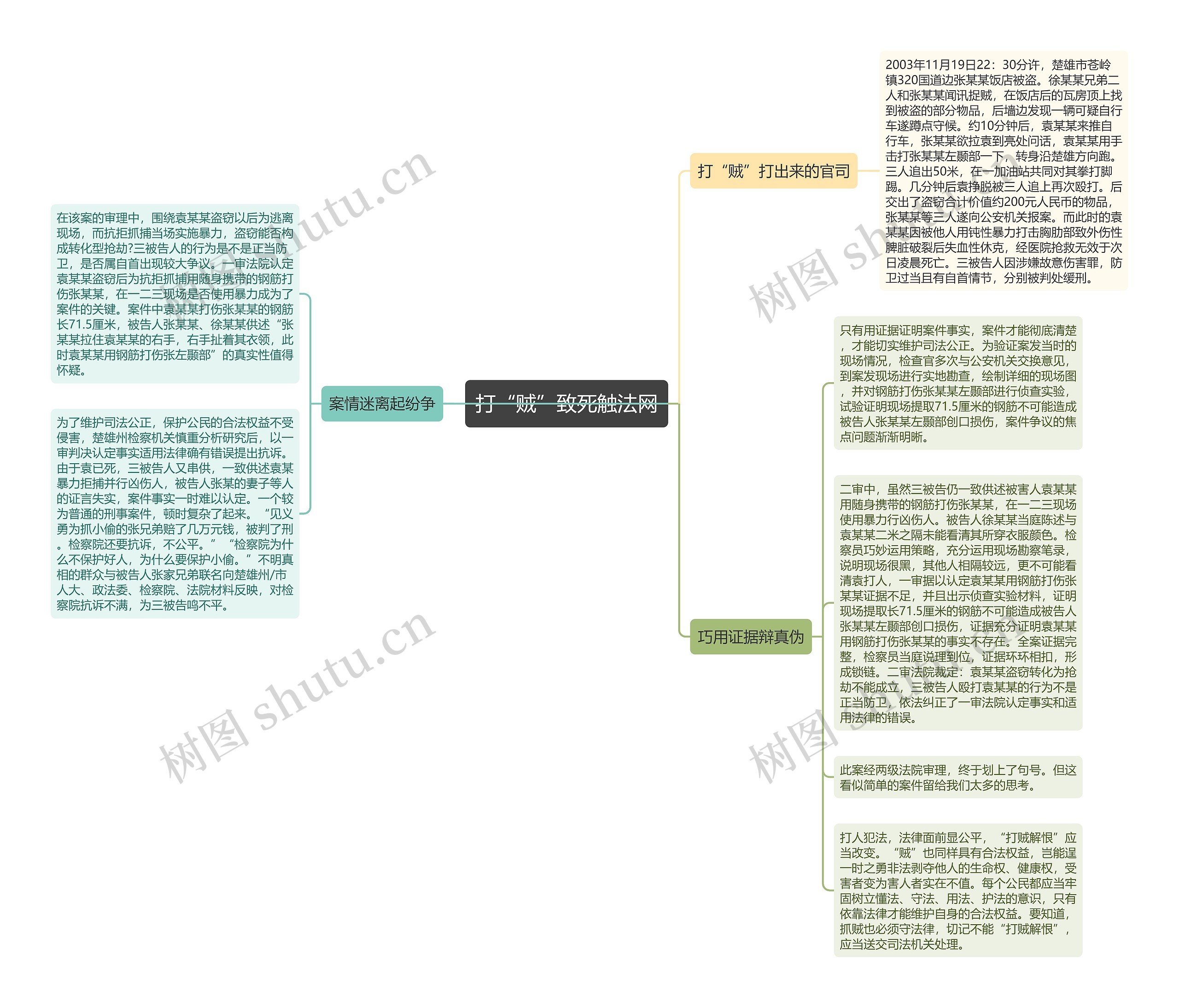 打“贼”致死触法网思维导图