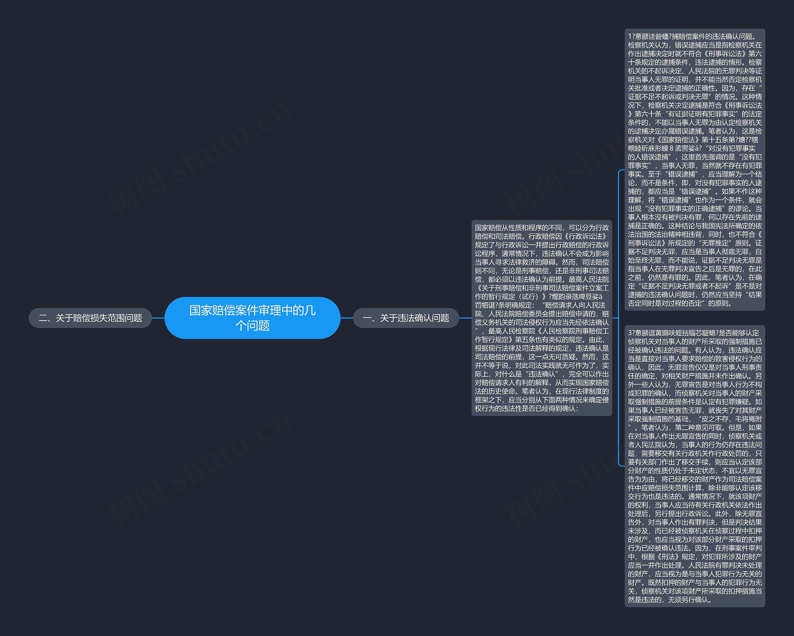 国家赔偿案件审理中的几个问题思维导图