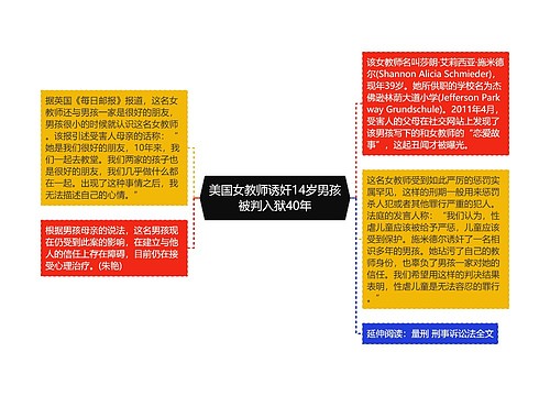 美国女教师诱奸14岁男孩被判入狱40年