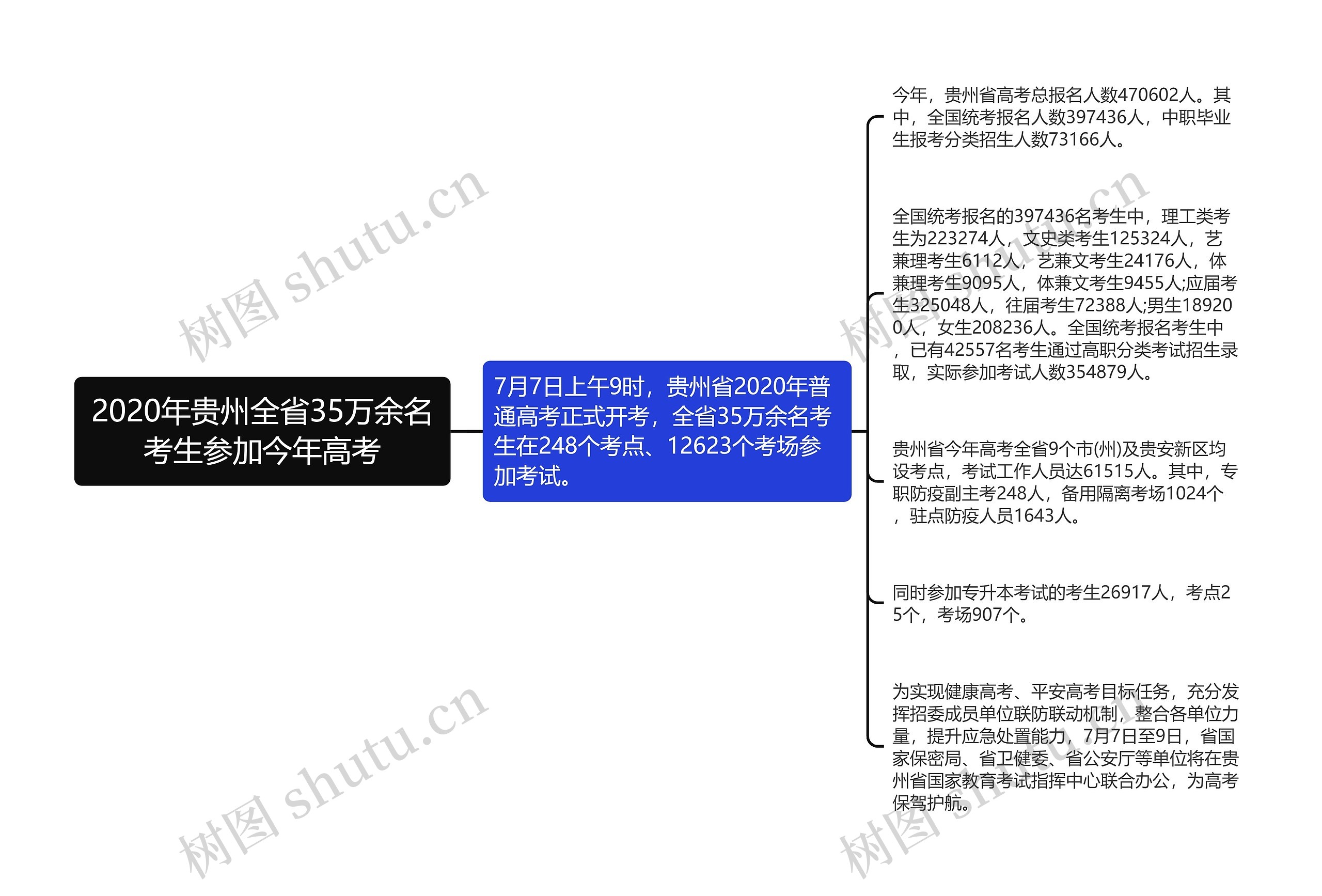 2020年贵州全省35万余名考生参加今年高考思维导图