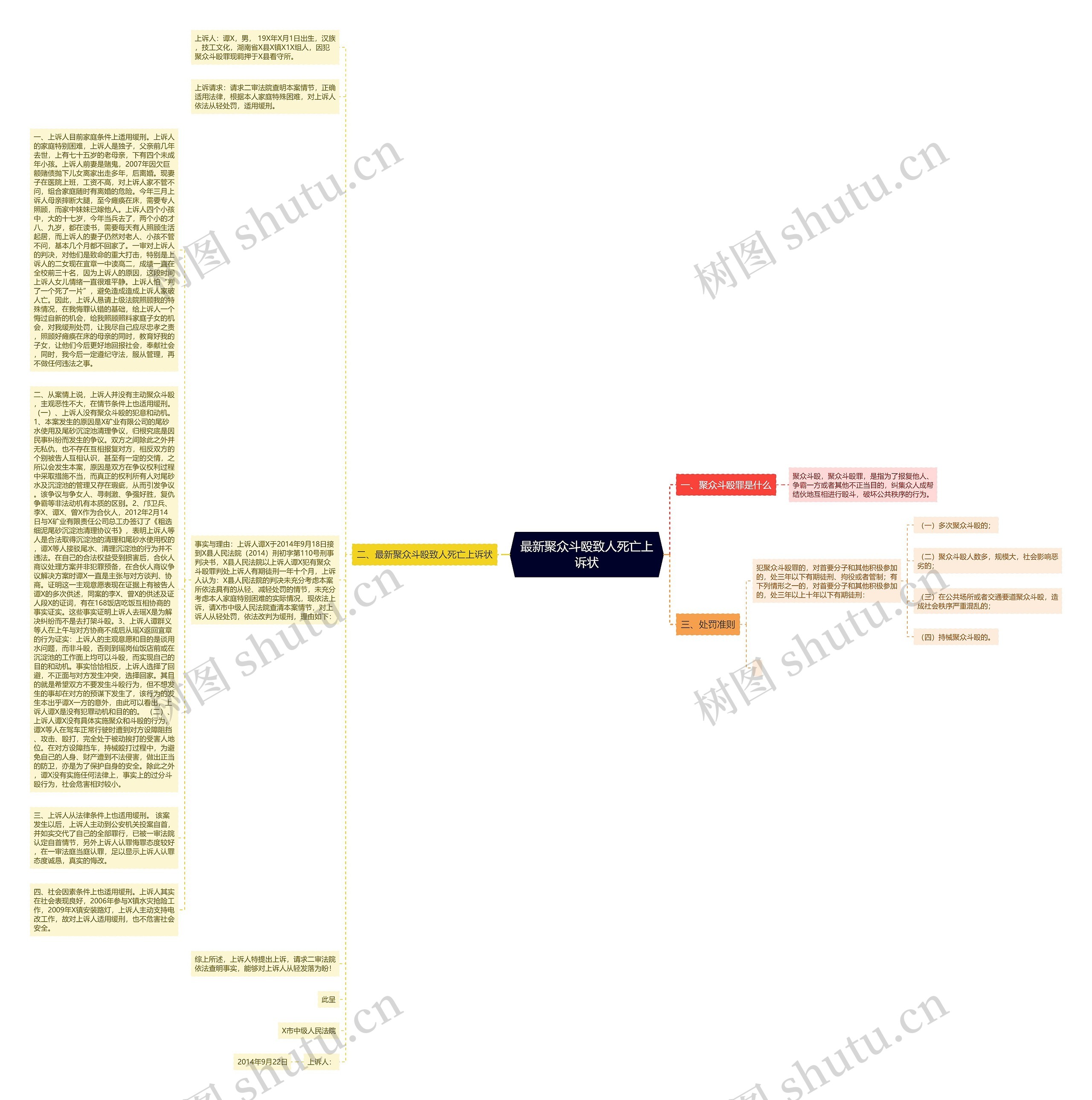 最新聚众斗殴致人死亡上诉状思维导图
