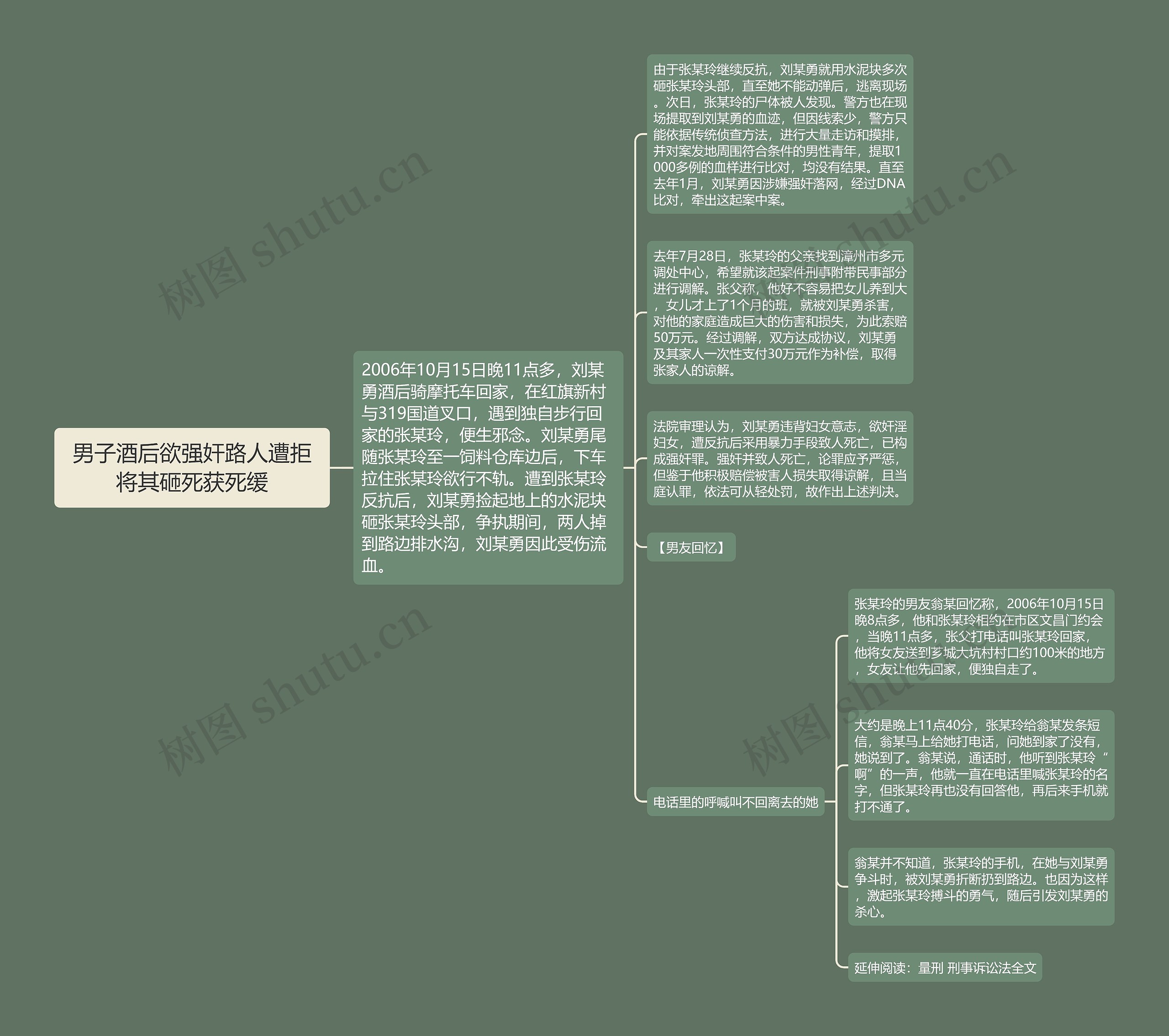 男子酒后欲强奸路人遭拒将其砸死获死缓思维导图