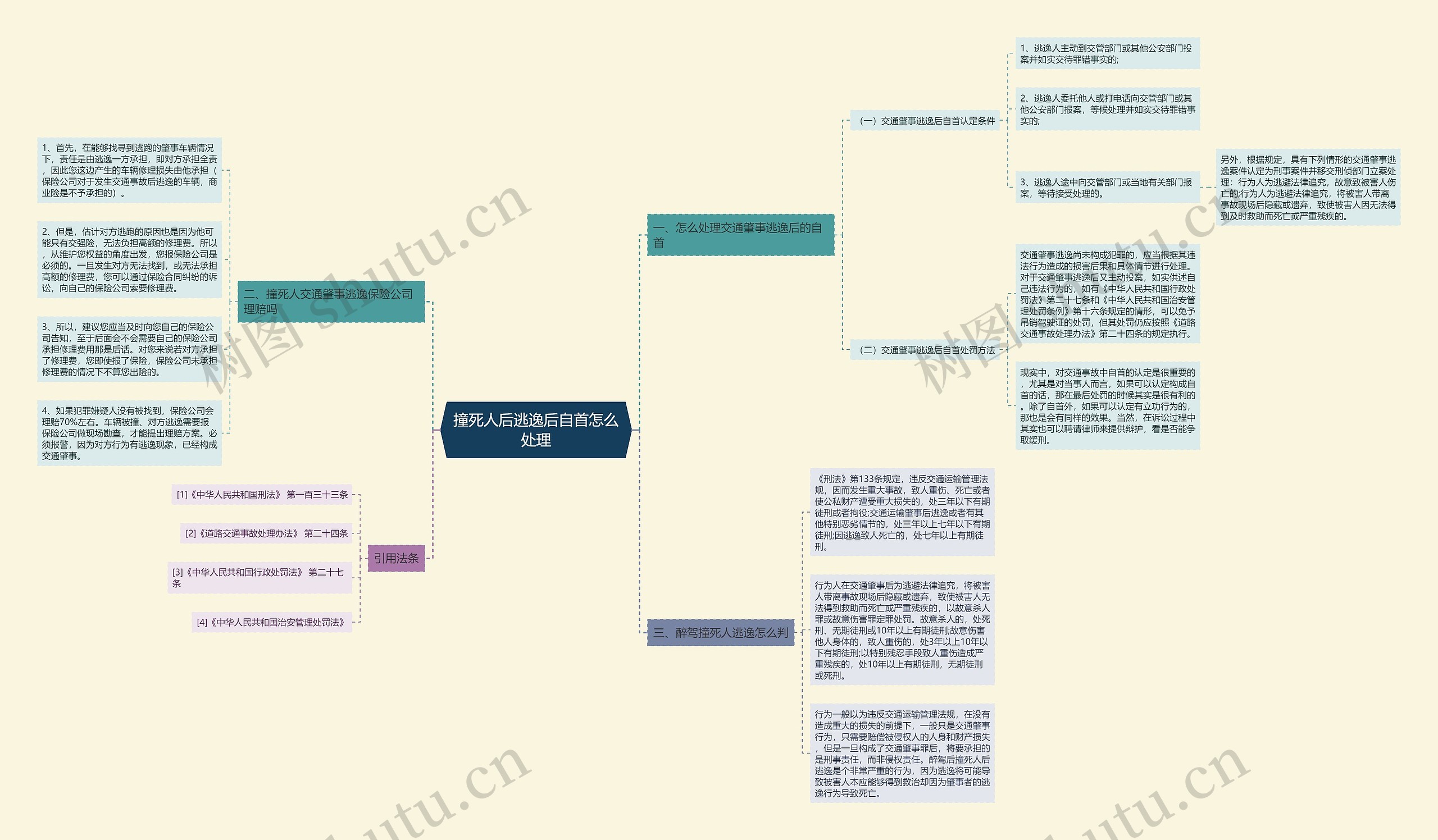 撞死人后逃逸后自首怎么处理思维导图