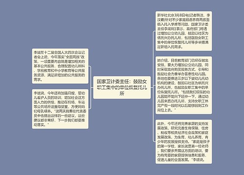 国家卫计委主任：鼓励女职工集中的单位恢复托儿所