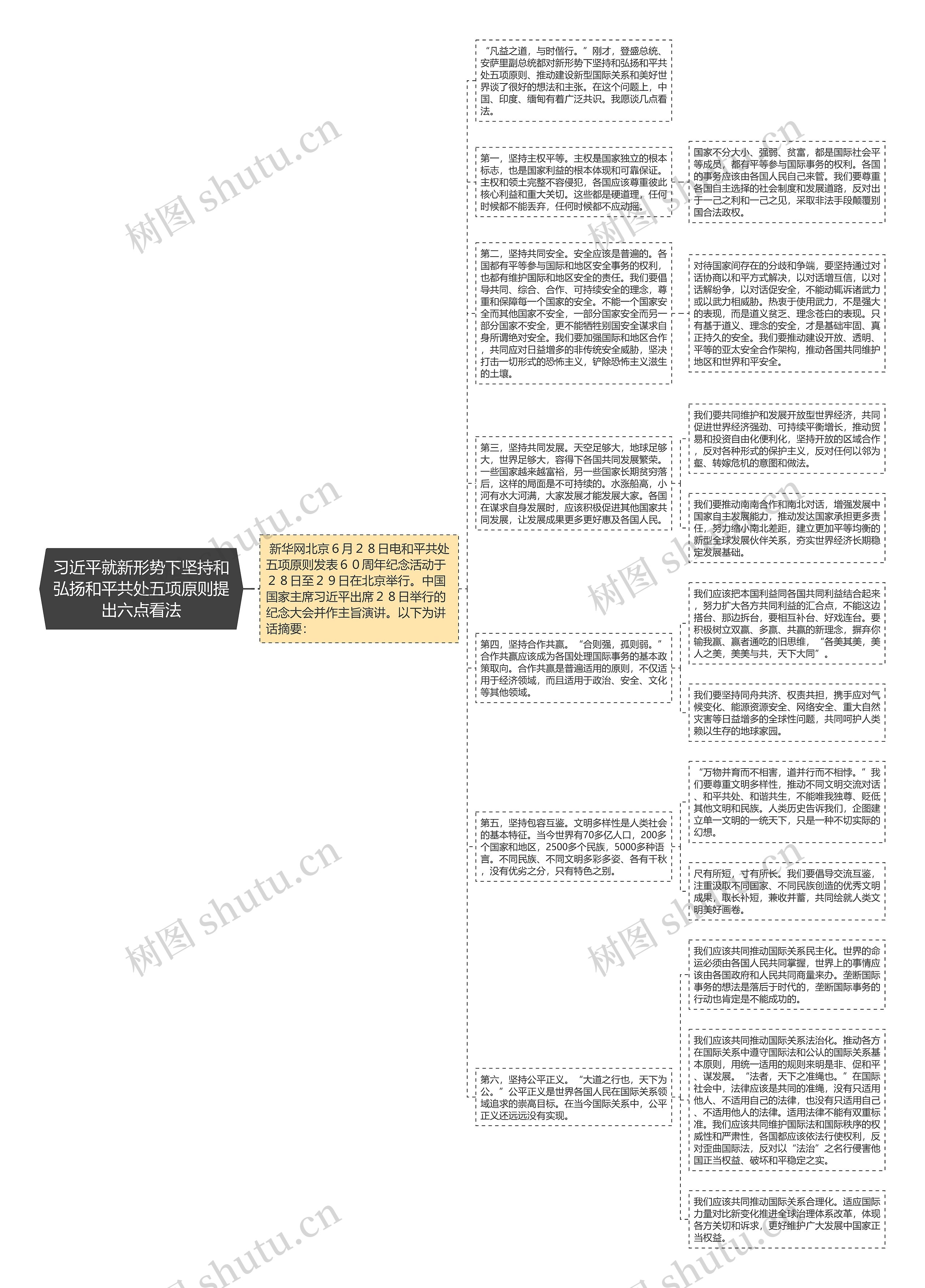 习近平就新形势下坚持和弘扬和平共处五项原则提出六点看法