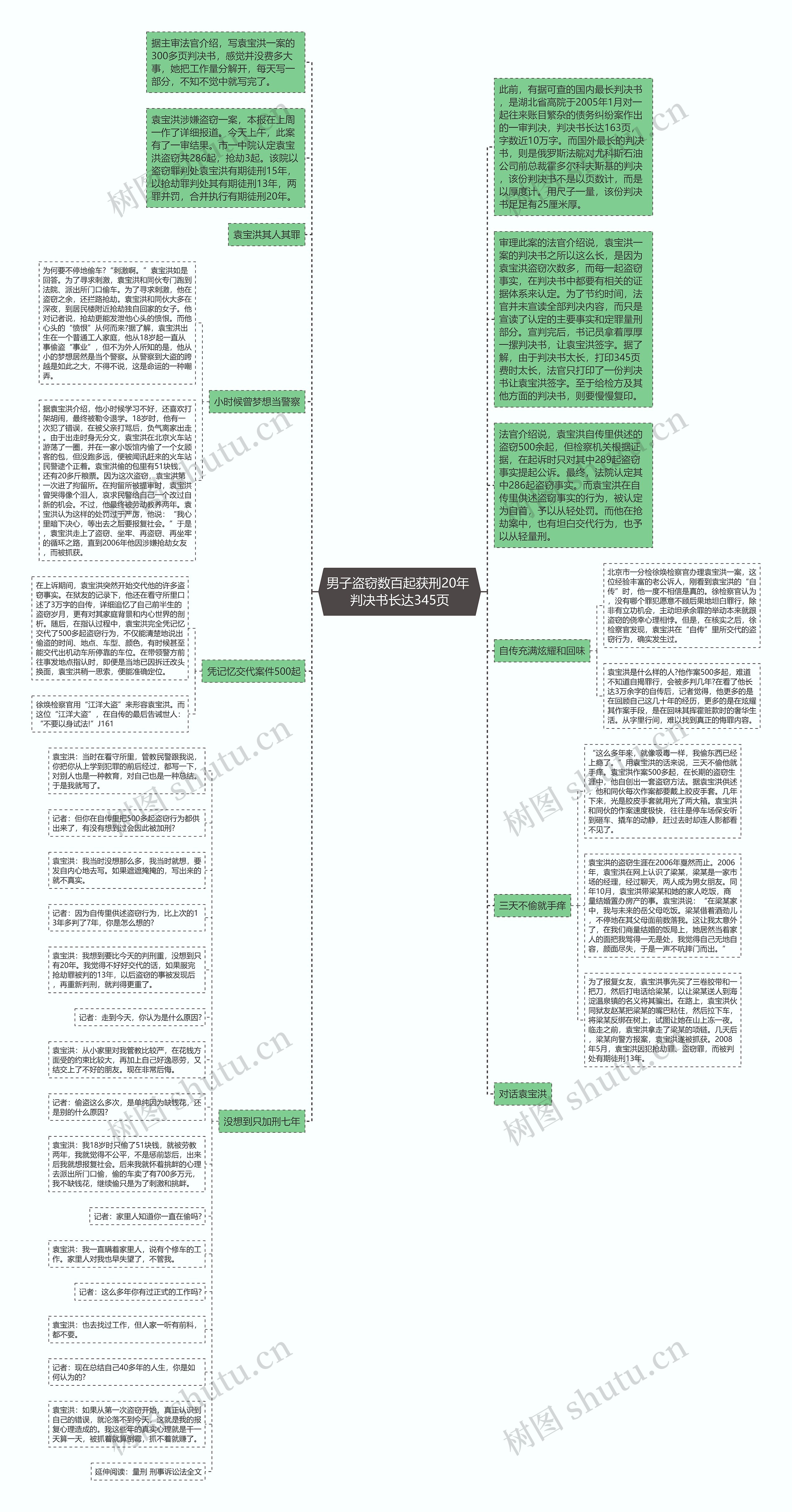 男子盗窃数百起获刑20年 判决书长达345页思维导图
