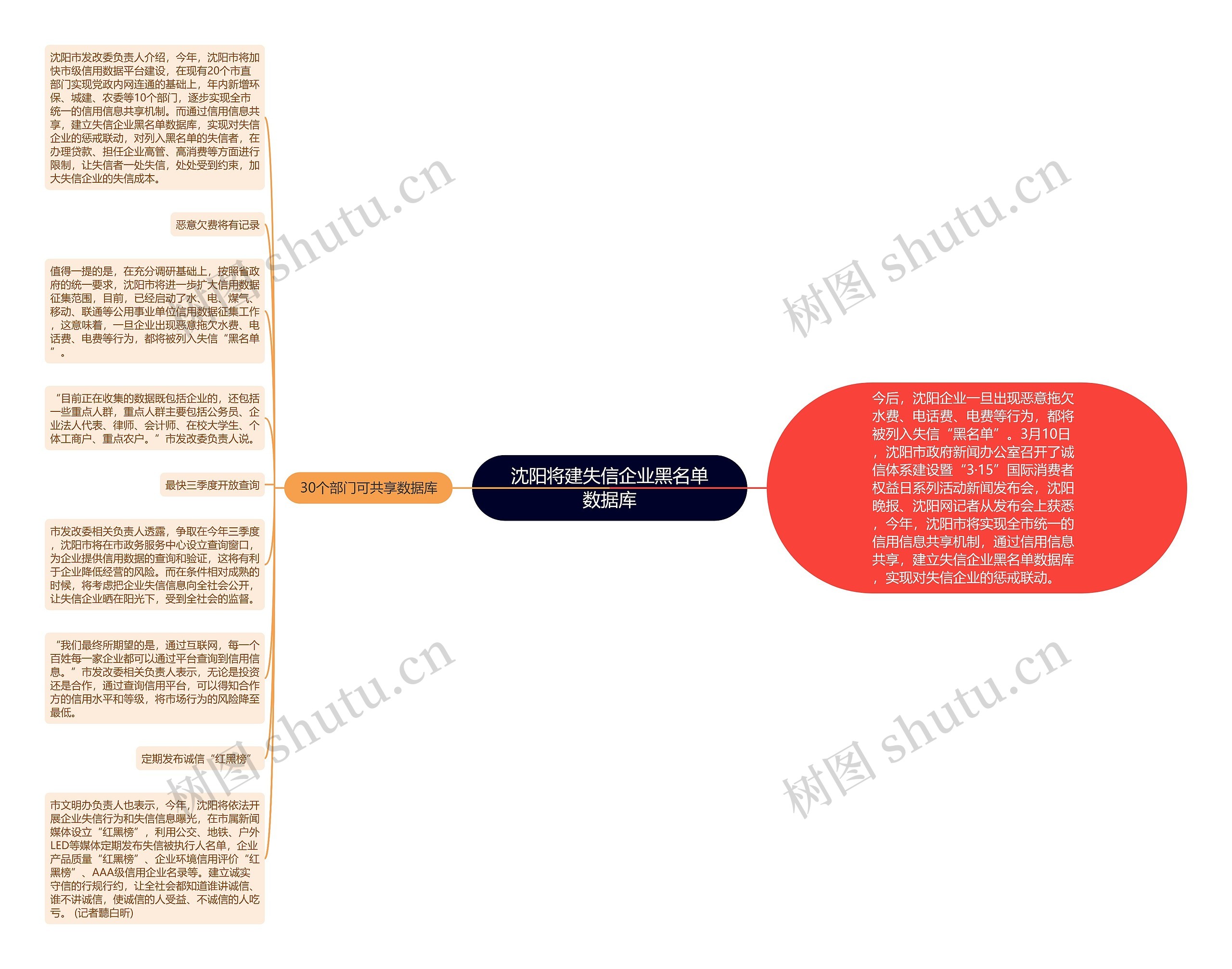 沈阳将建失信企业黑名单数据库思维导图