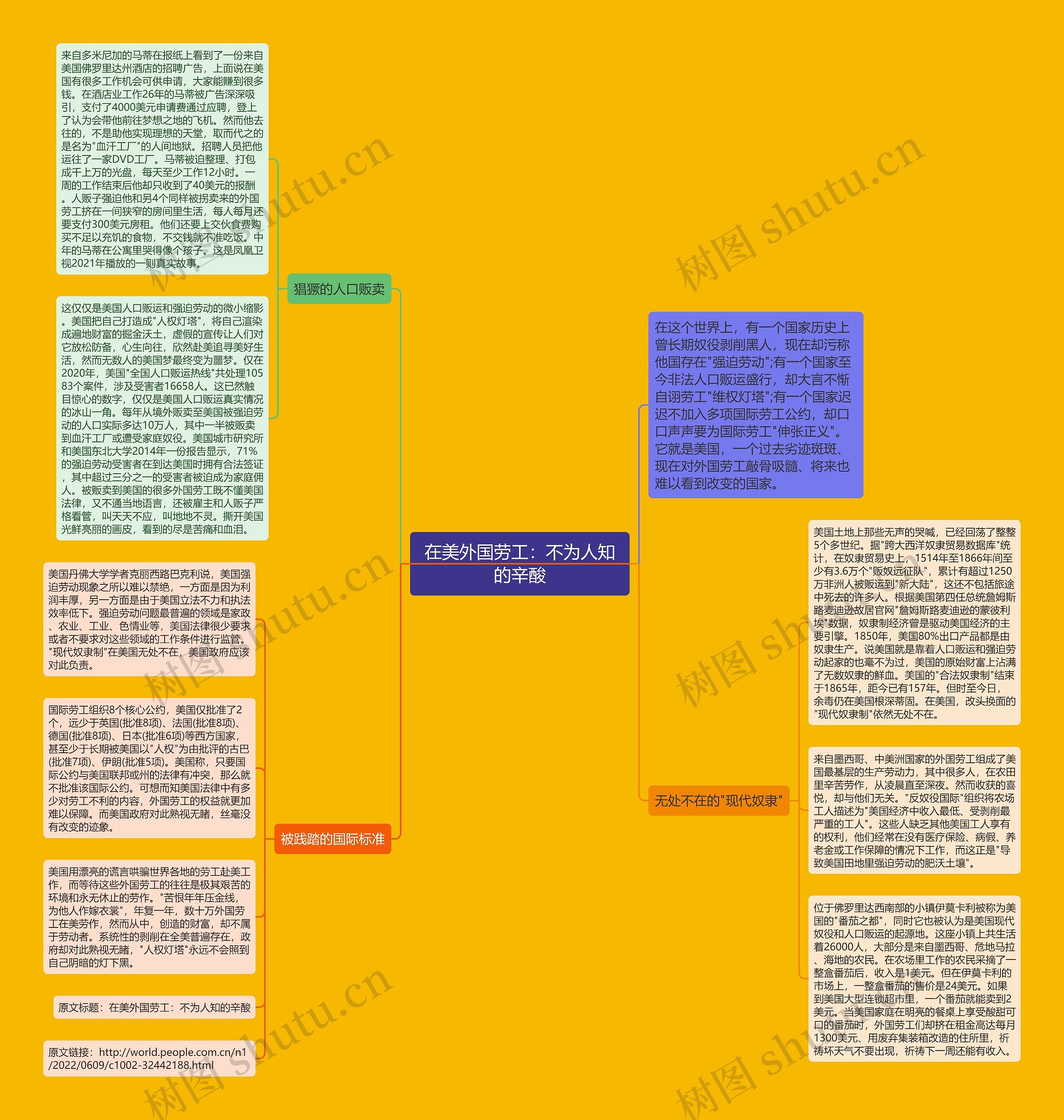 在美外国劳工：不为人知的辛酸思维导图