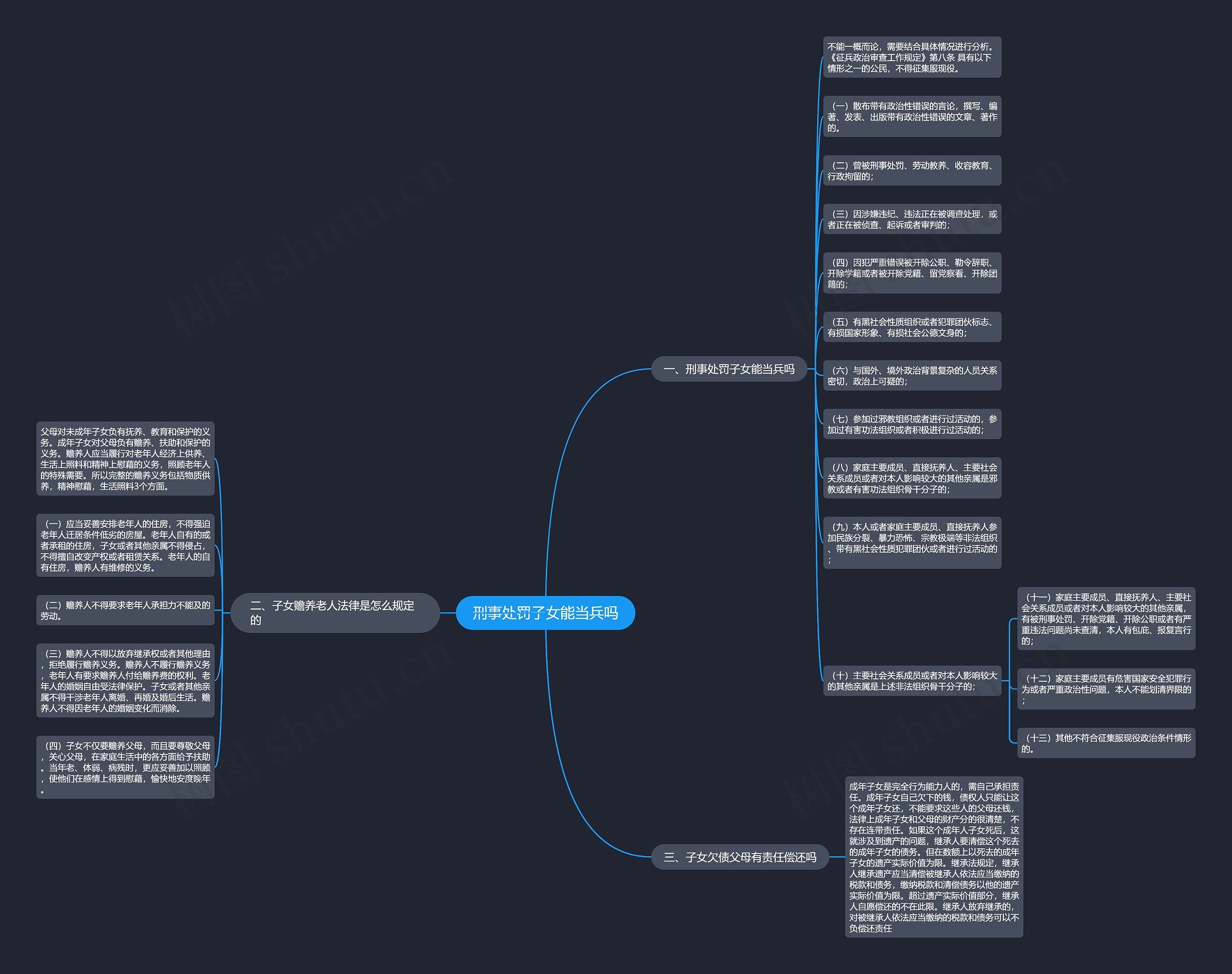 刑事处罚子女能当兵吗思维导图